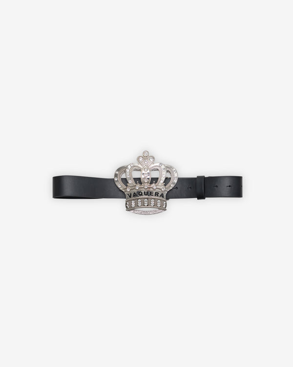 Vaquera - Women's Swarovski Crystal Crown Belt - (Black/Silver)
