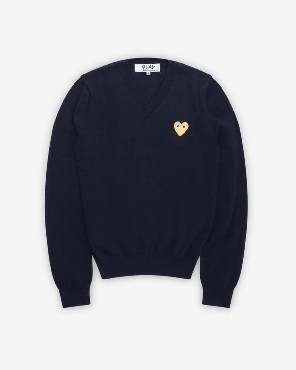 Play Comme des Garçons - Gold Heart Men’s Cardigan - (Navy)