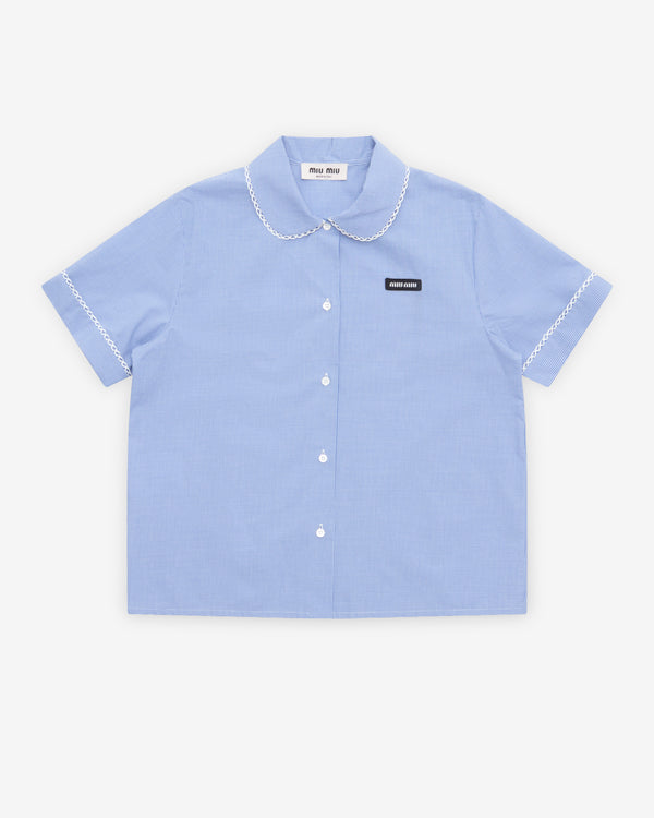 Miu Miu - Women's Gingham Shirt - (White/Light Blue)