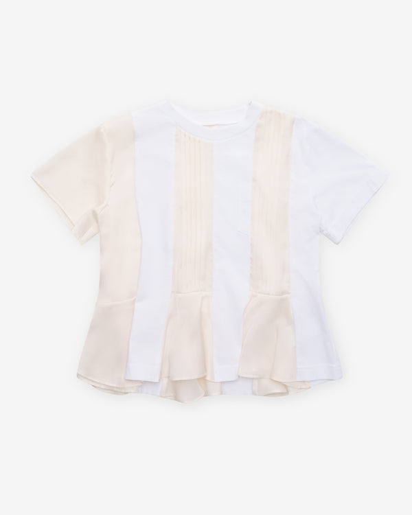 Sacai - Women's Satin x Cotton T-Shirt - (White/Ecru)