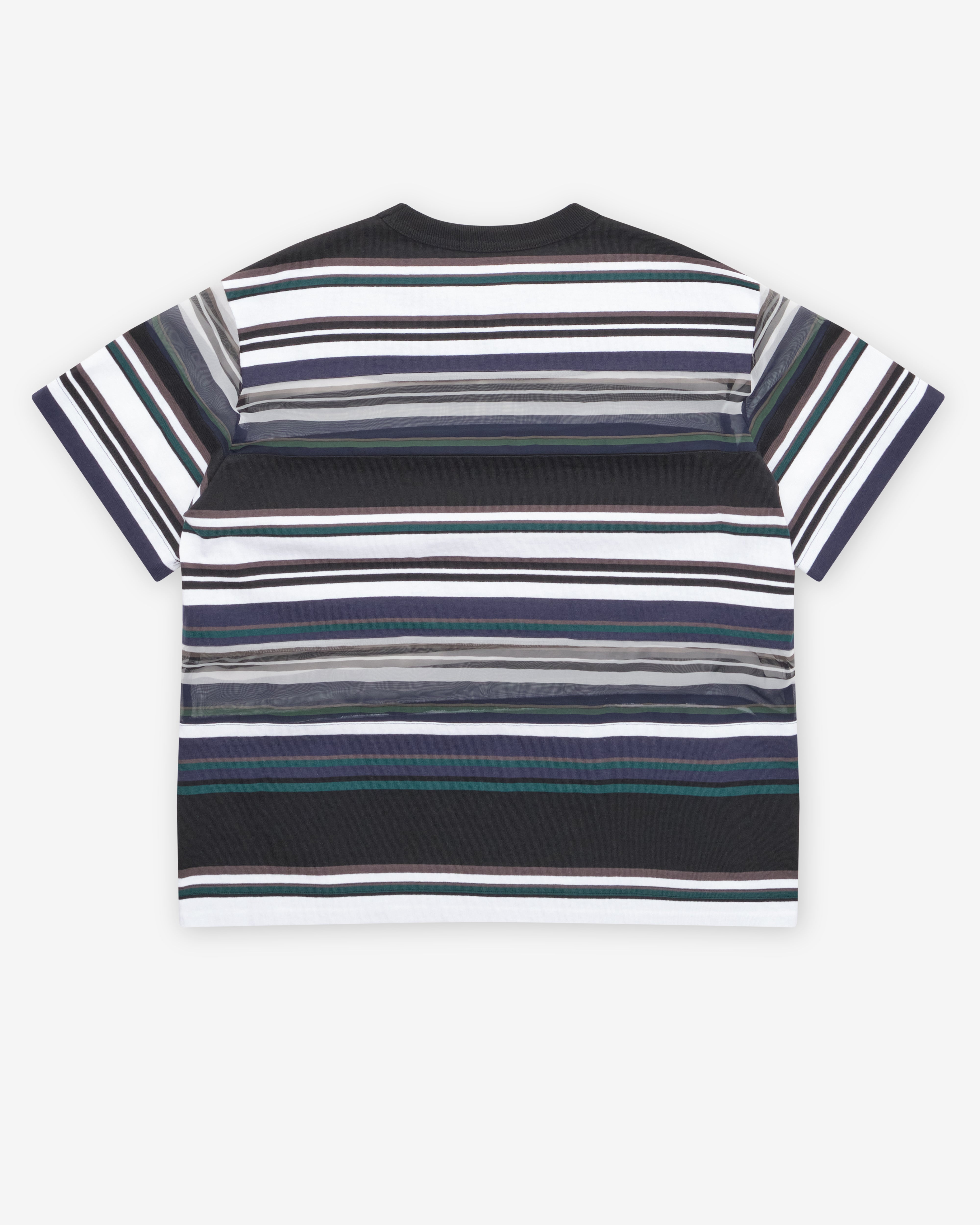 Sacai: Women's Stripe Cotton Jersey T-Shirt (Black/White/Blue