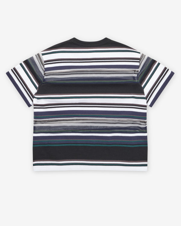 Sacai - Women's Stripe Cotton Jersey T-Shirt - (Black/White/Blue)