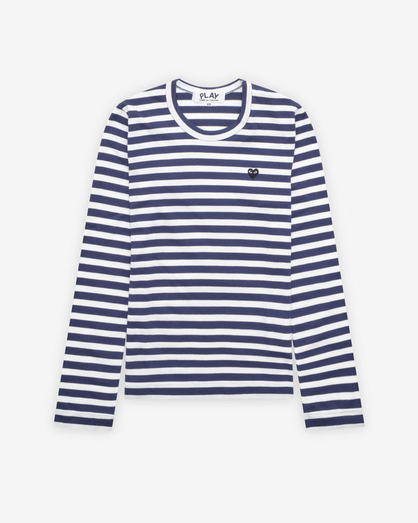 Play Comme des Garçons - Little Black Heart Striped T-Shirt - (Navy/White)