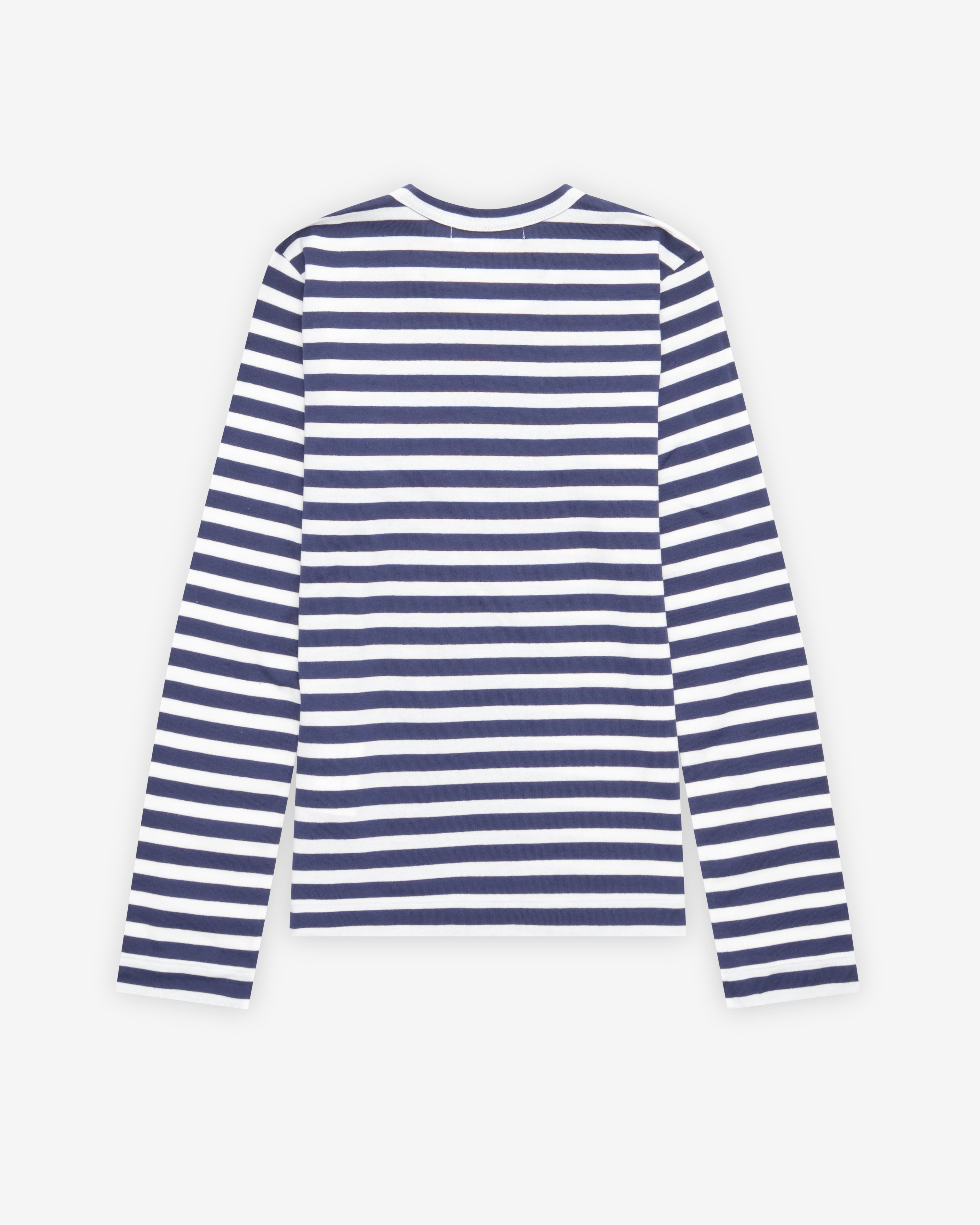 Play Comme des Garçons: Little Black Heart Striped T-Shirt (Navy
