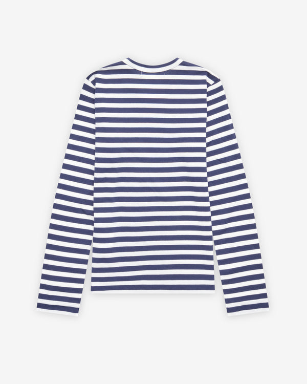 Play Comme des Garçons - Little Black Heart Striped T-Shirt - (Navy/White)