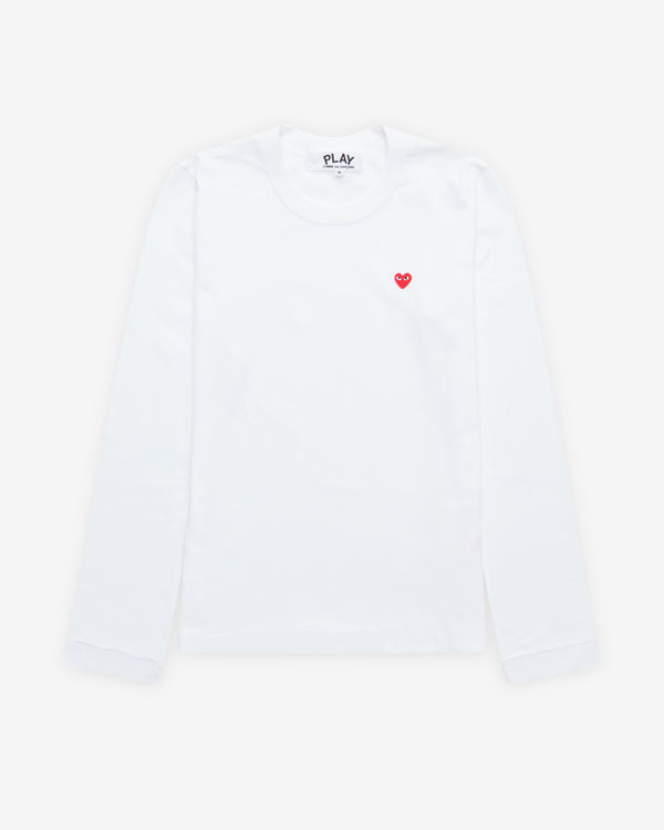 Play Comme des Garçons - Small Red Heart Long Sleeve T-Shirt - (White)