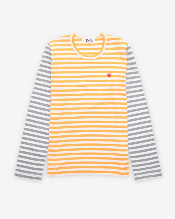 Play Comme des Garçons - Bi-Colour Stripe T-Shirt - (Yellow/Grey)