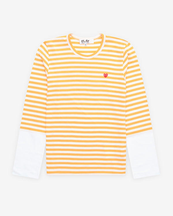 Play Comme des Garçons - Stripe White T-Shirt - (Yellow)