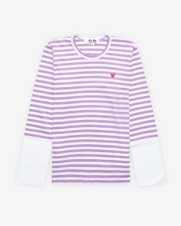 Play Comme des Garçons - Stripe White T-Shirt - (Purple)