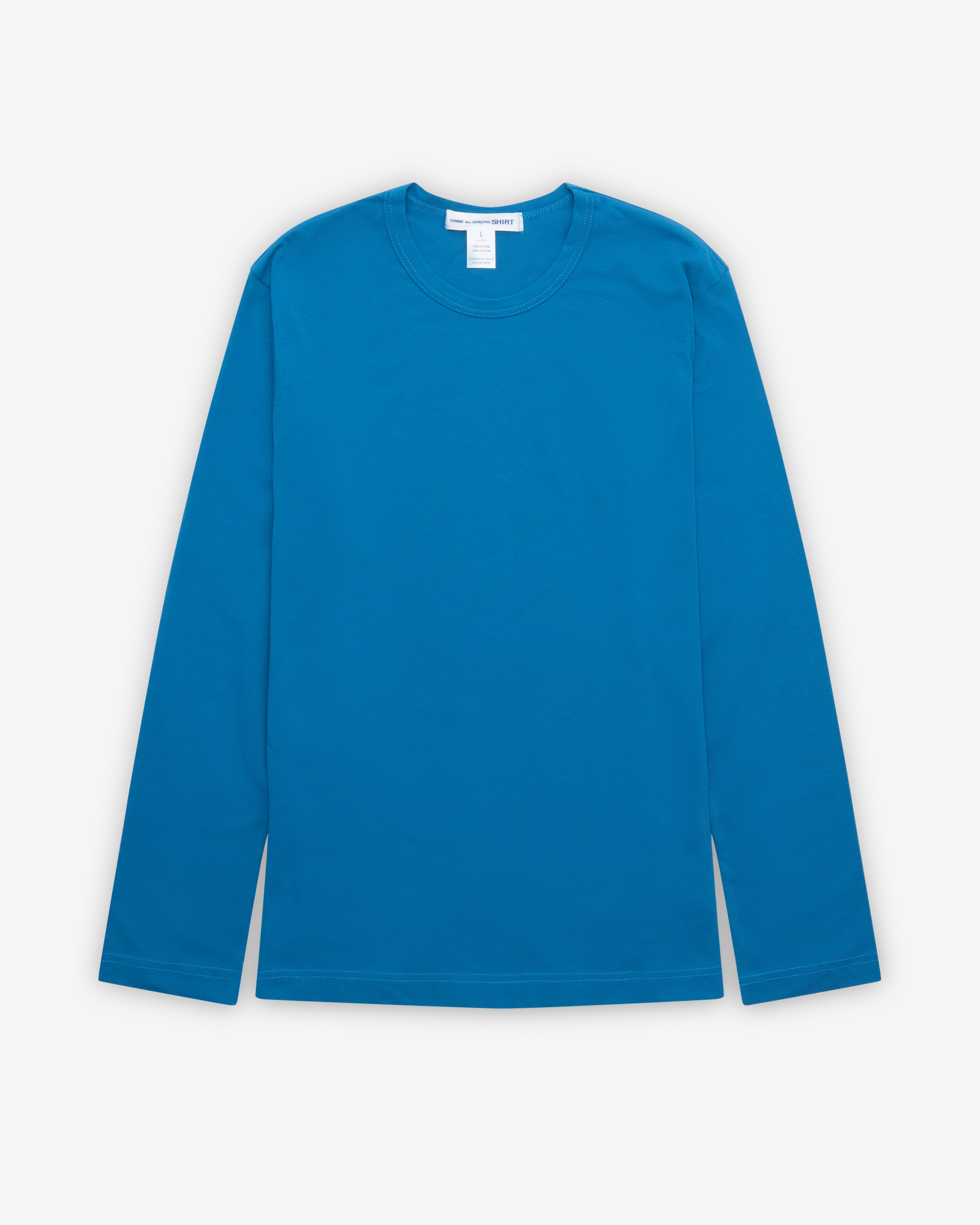 CDG Shirt: Men's Long Sleeve Logo T-Shirt (Blue) | DSMNY E-SHOP