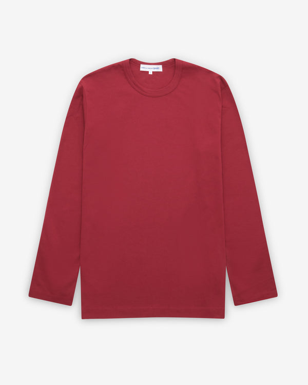CDG Shirt - Rear Logo Long Sleeve T-Shirt - (Burgundy)