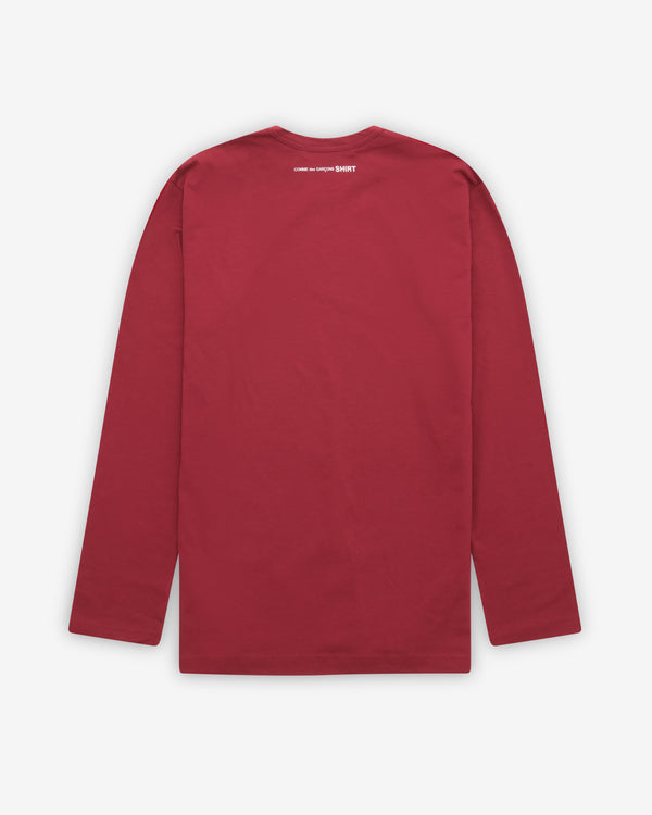 CDG Shirt - Rear Logo Long Sleeve T-Shirt - (Burgundy)