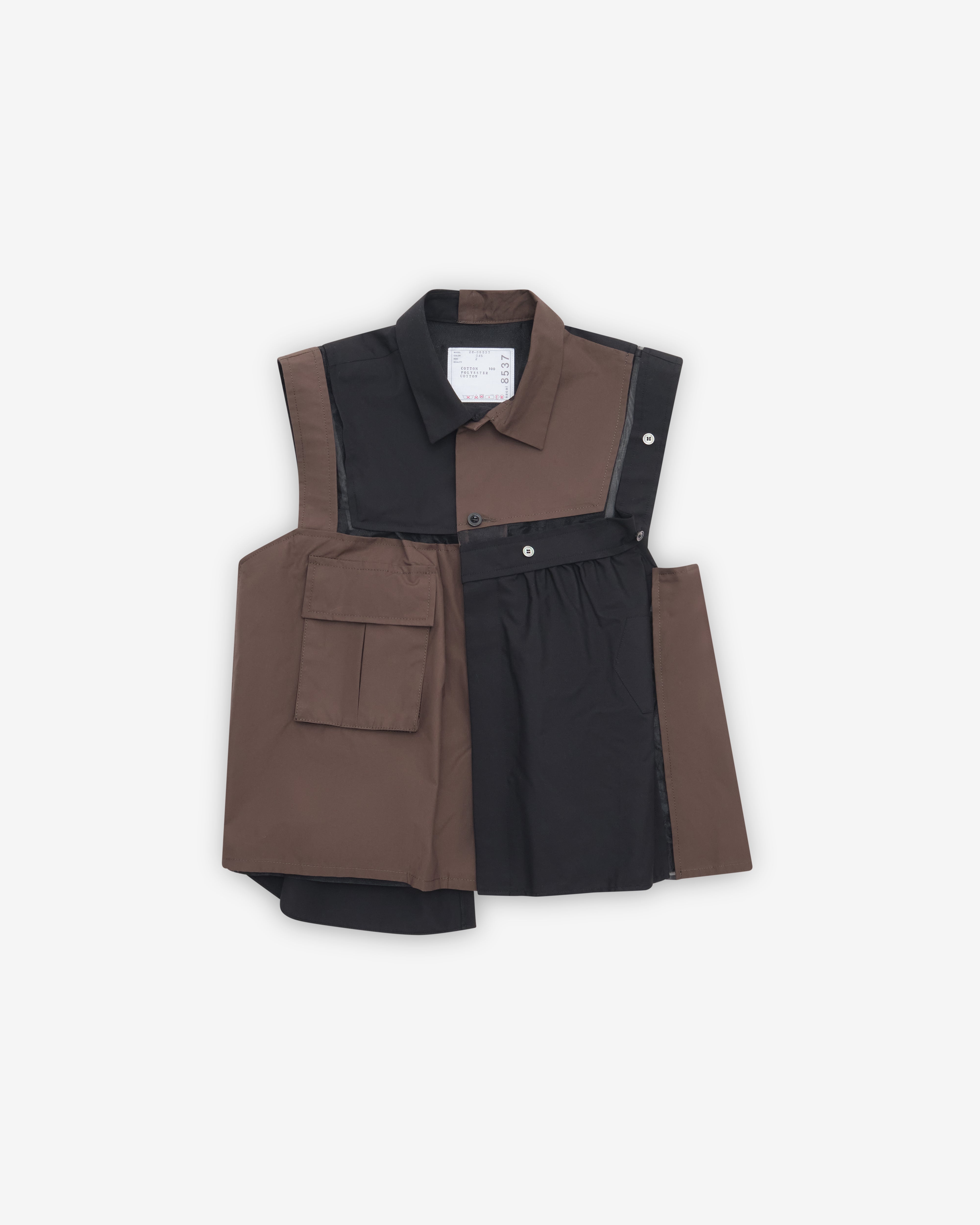 Sacai: Women's Weather Shirt (Black/Dark Khaki) | DSMNY E-SHOP