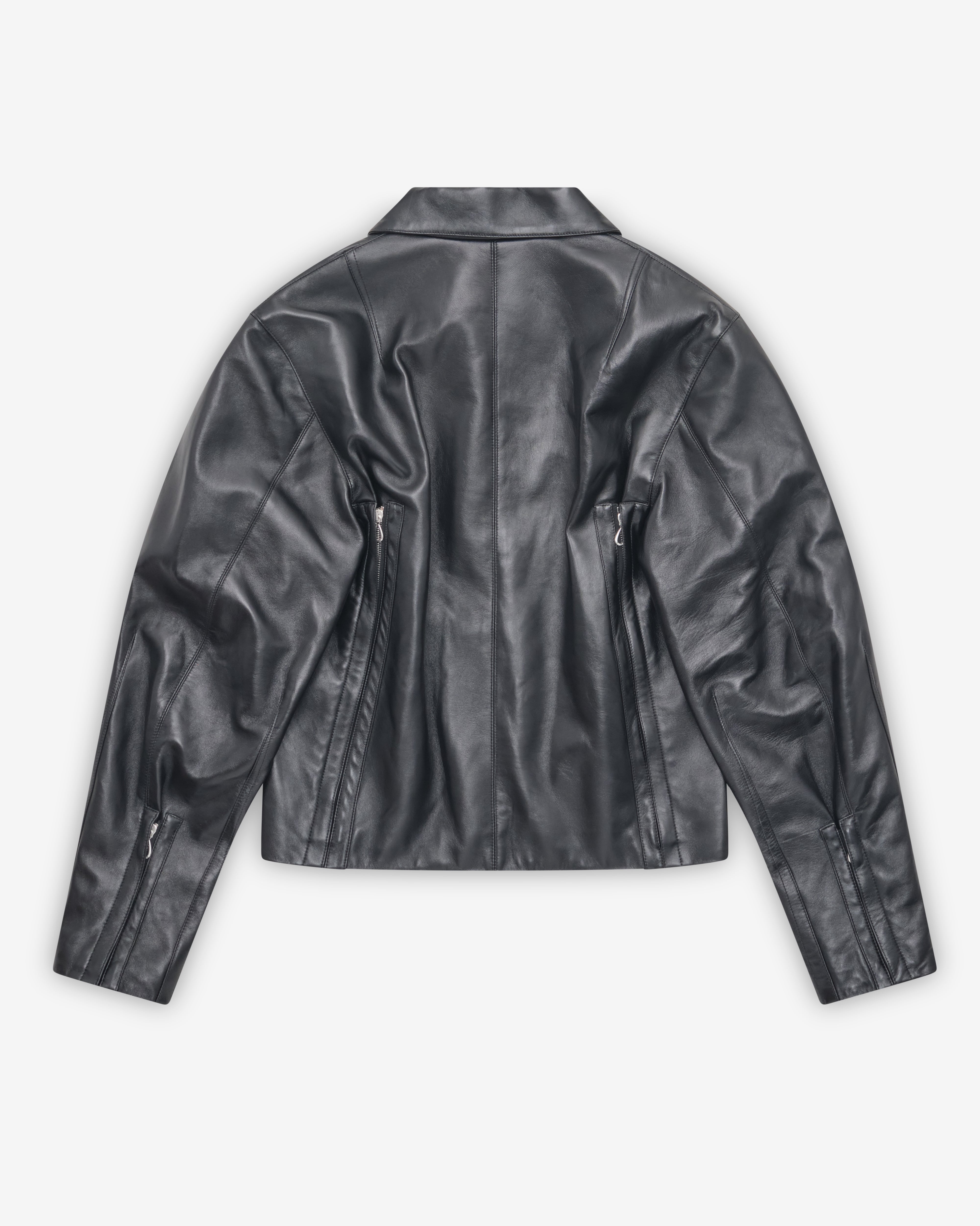 Kiko Kostadinov: Men's Lur Leather Jacket (Smoky Black) | DSMNY E-SHOP