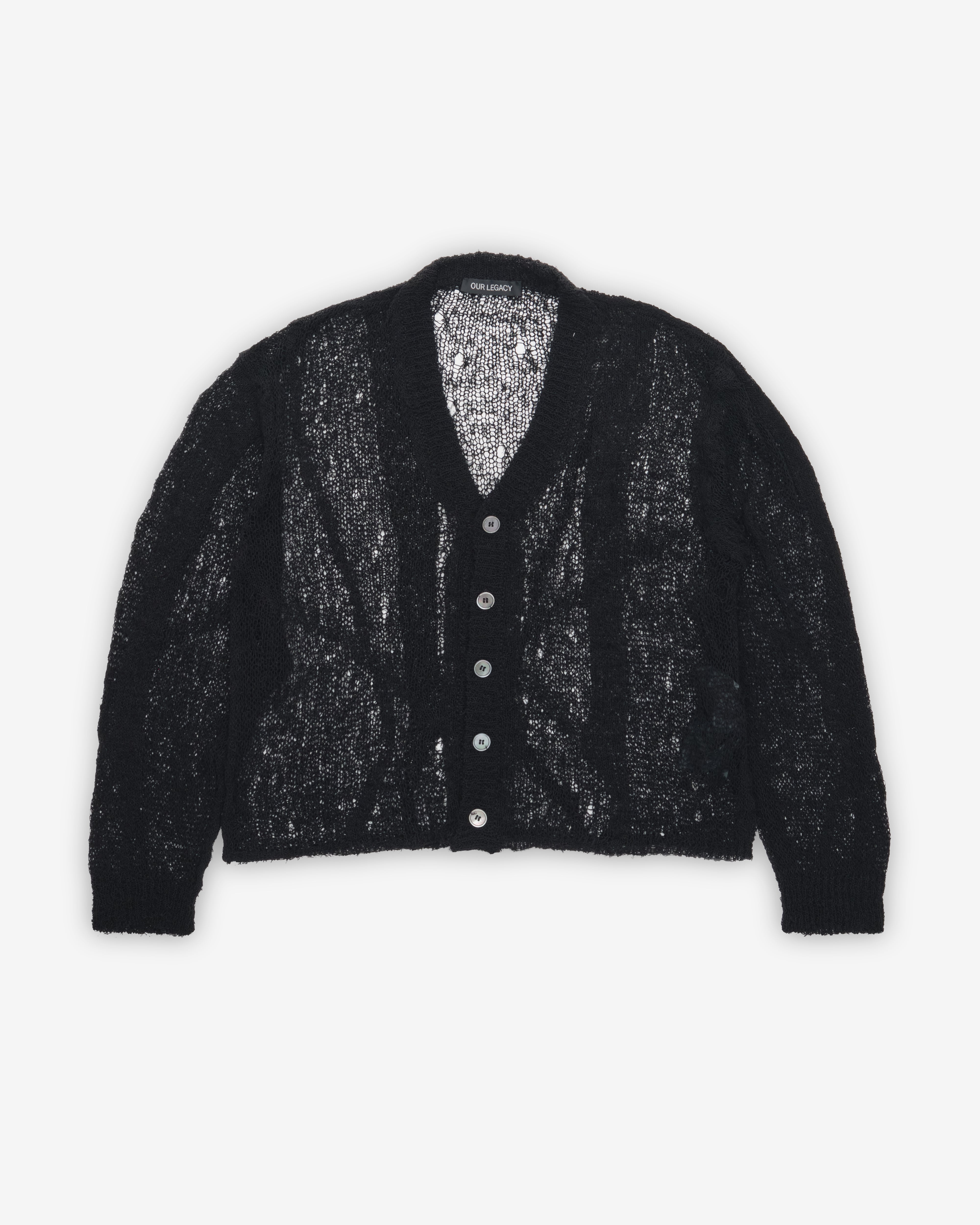 Our Legacy: Men's Academy Cardigan (Black Ragged Open Linen