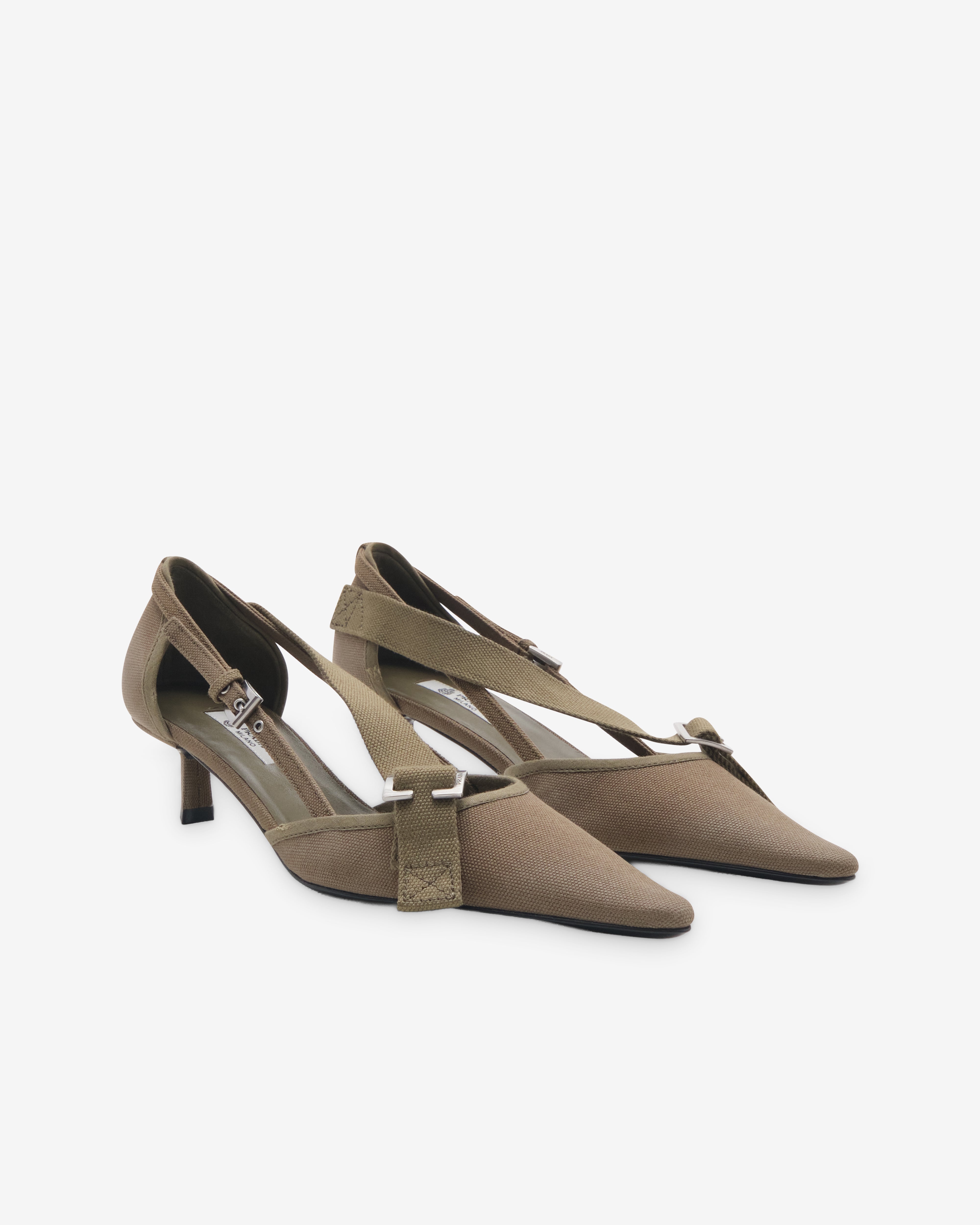Prada: Women's Canvas Pumps (Military Green) | DSMNY E-SHOP