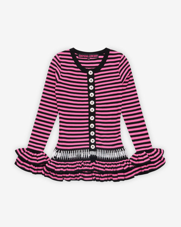 Chopova Lowena - Women's Ruffle Carabiner Cardigan - (Pink/Black)