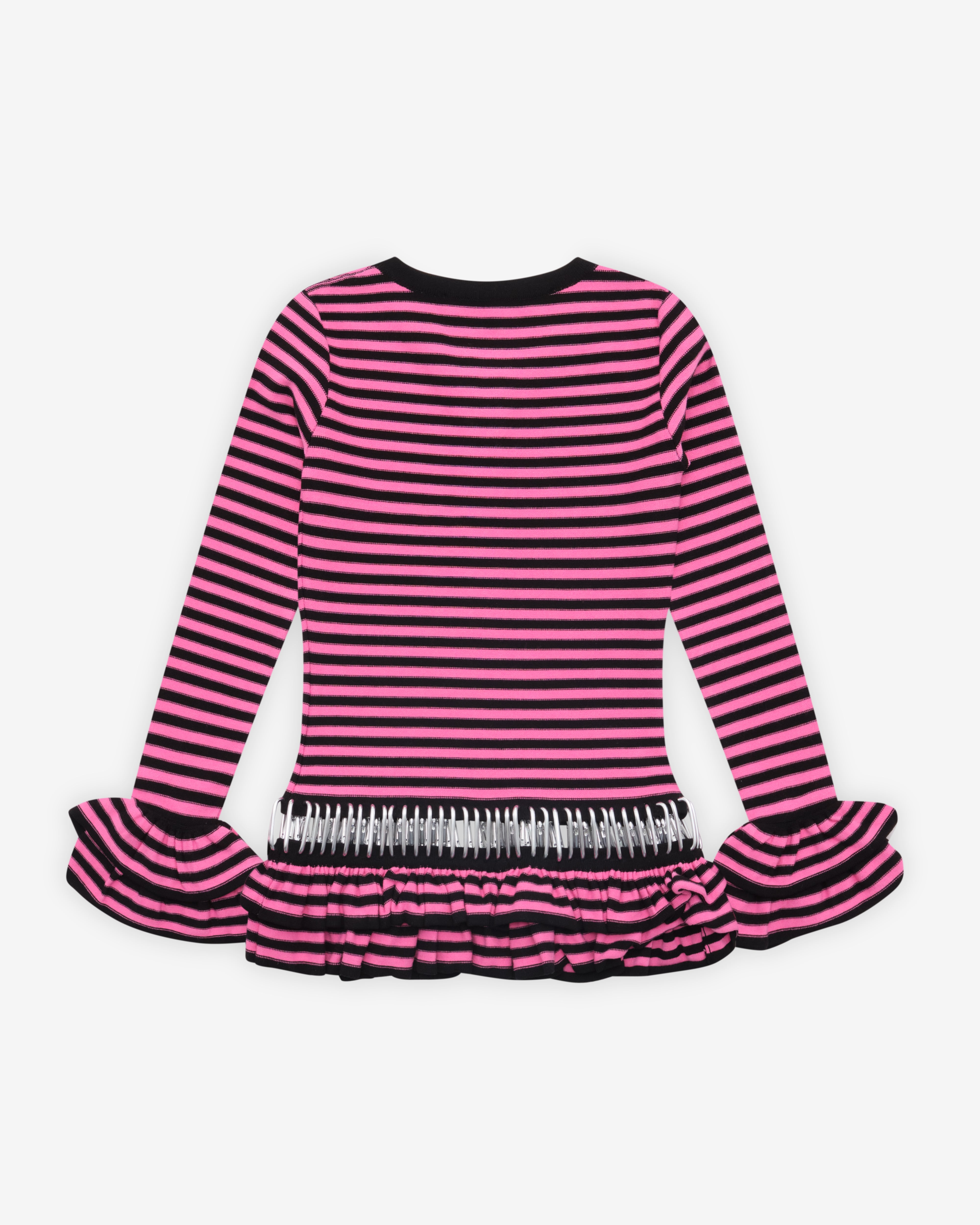 Chopova Lowena: Women's Ruffle Carabiner Cardigan (Pink/Black