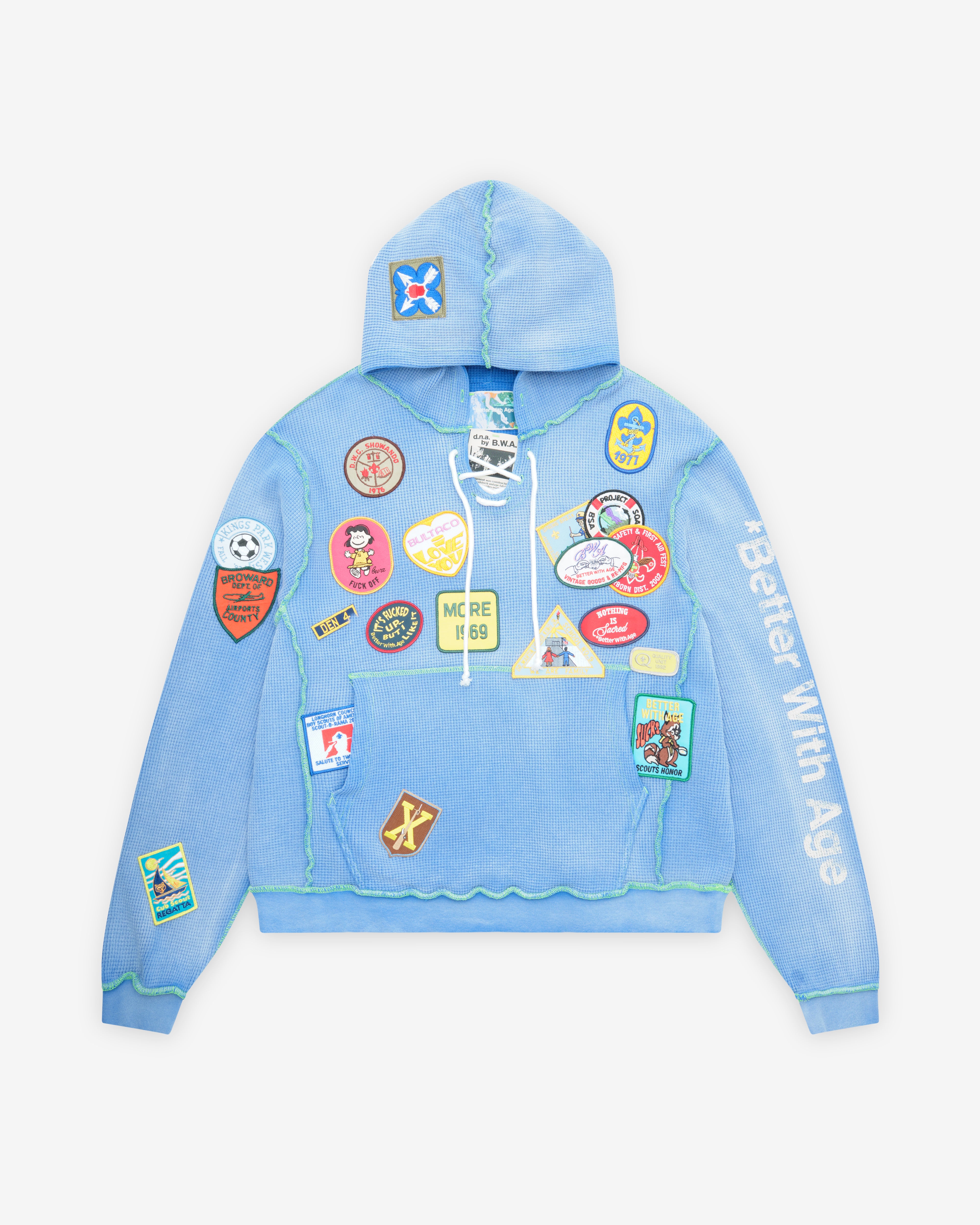 Better With Age: Men's Gentlemen's Waffle Hoodie (Blue) | DSMNY E-SHOP