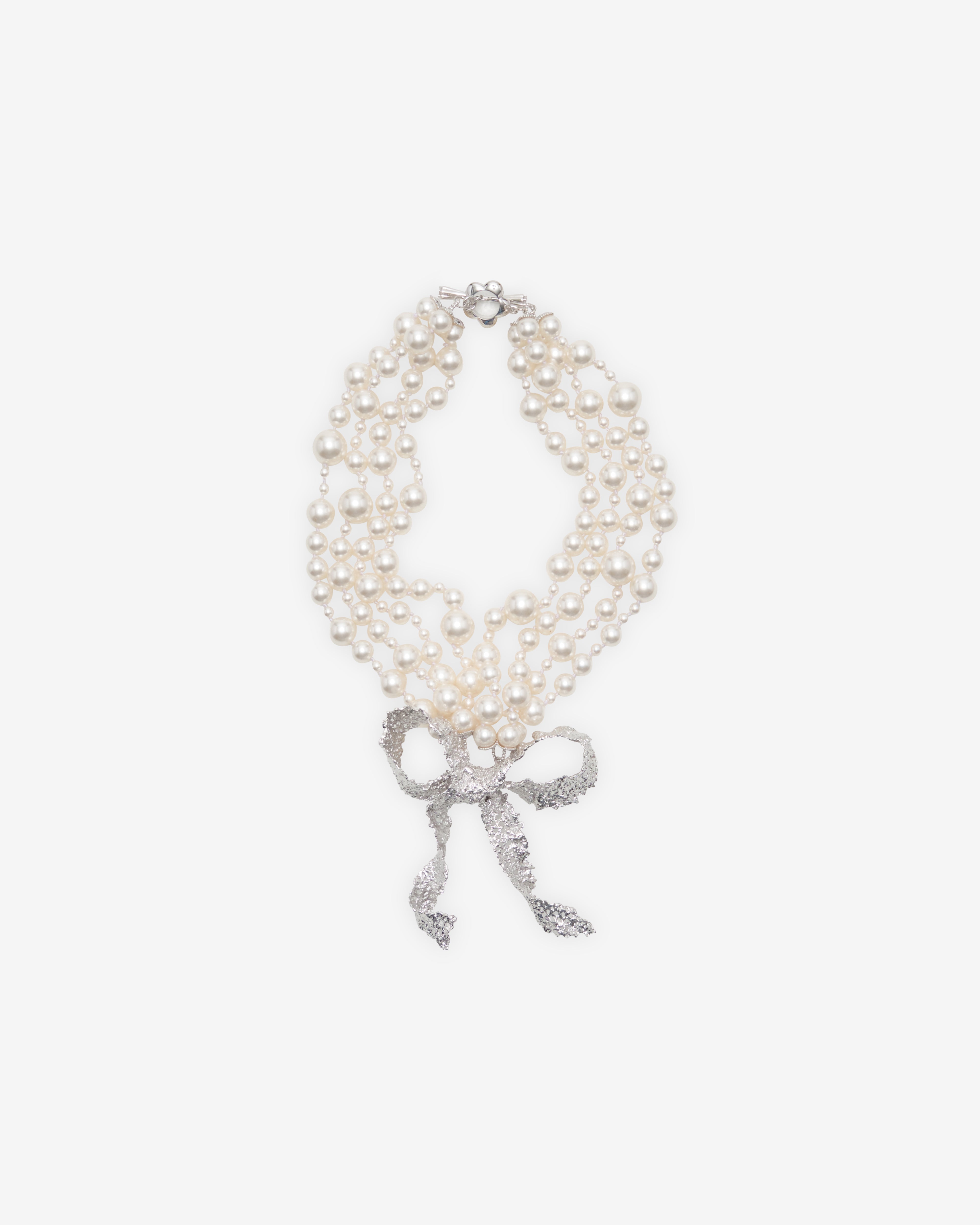 ShuShu/Tong: Women's YVMIN Lace Bowknot Pearl Necklace (Silver