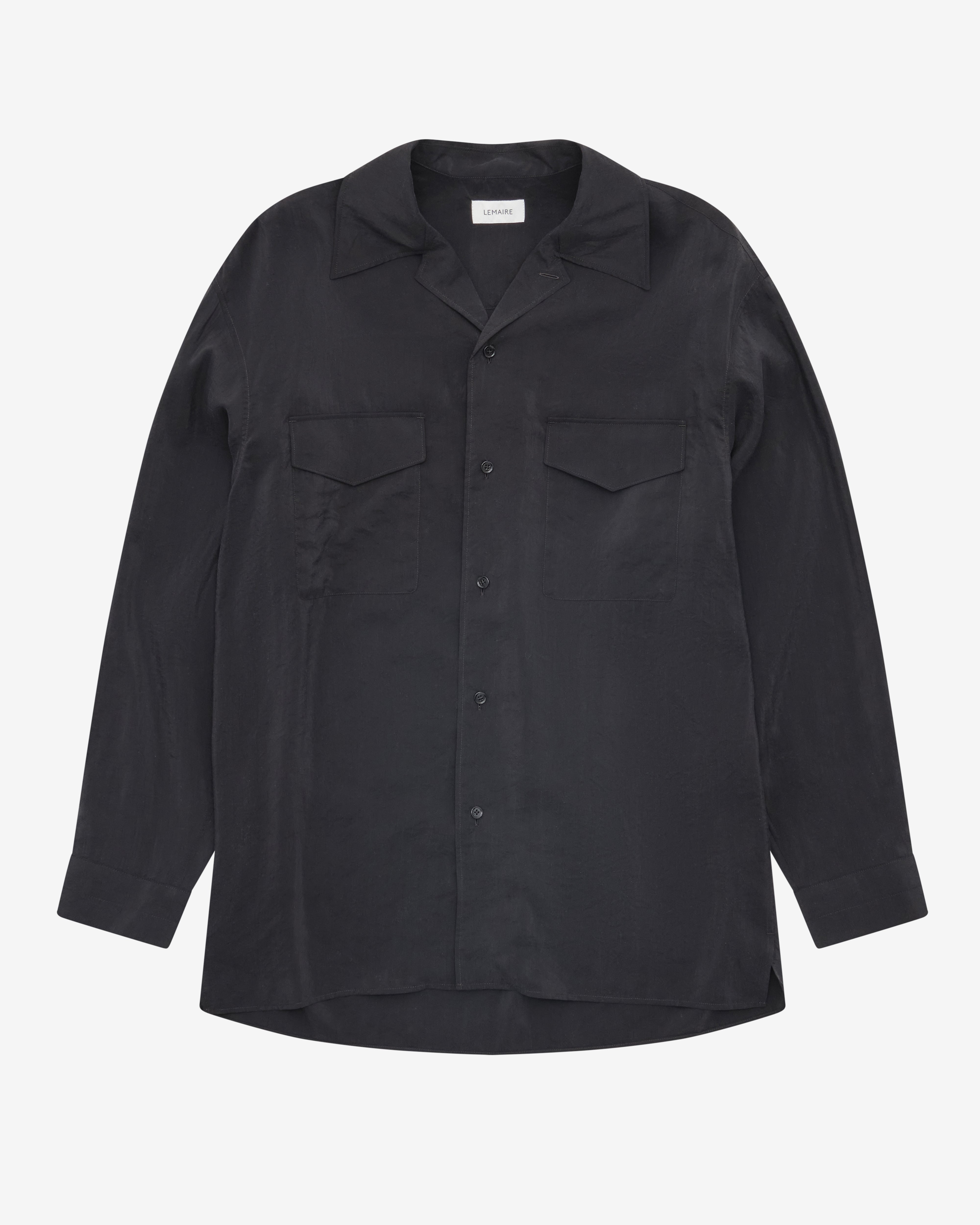 Lemaire: Men's Convertible Collar Shirt (Black) | DSMNY E-SHOP