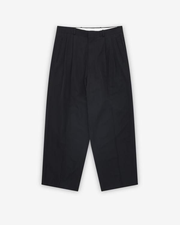 A.Presse - Men's Wool Rayon Wide Trousers - (Black)