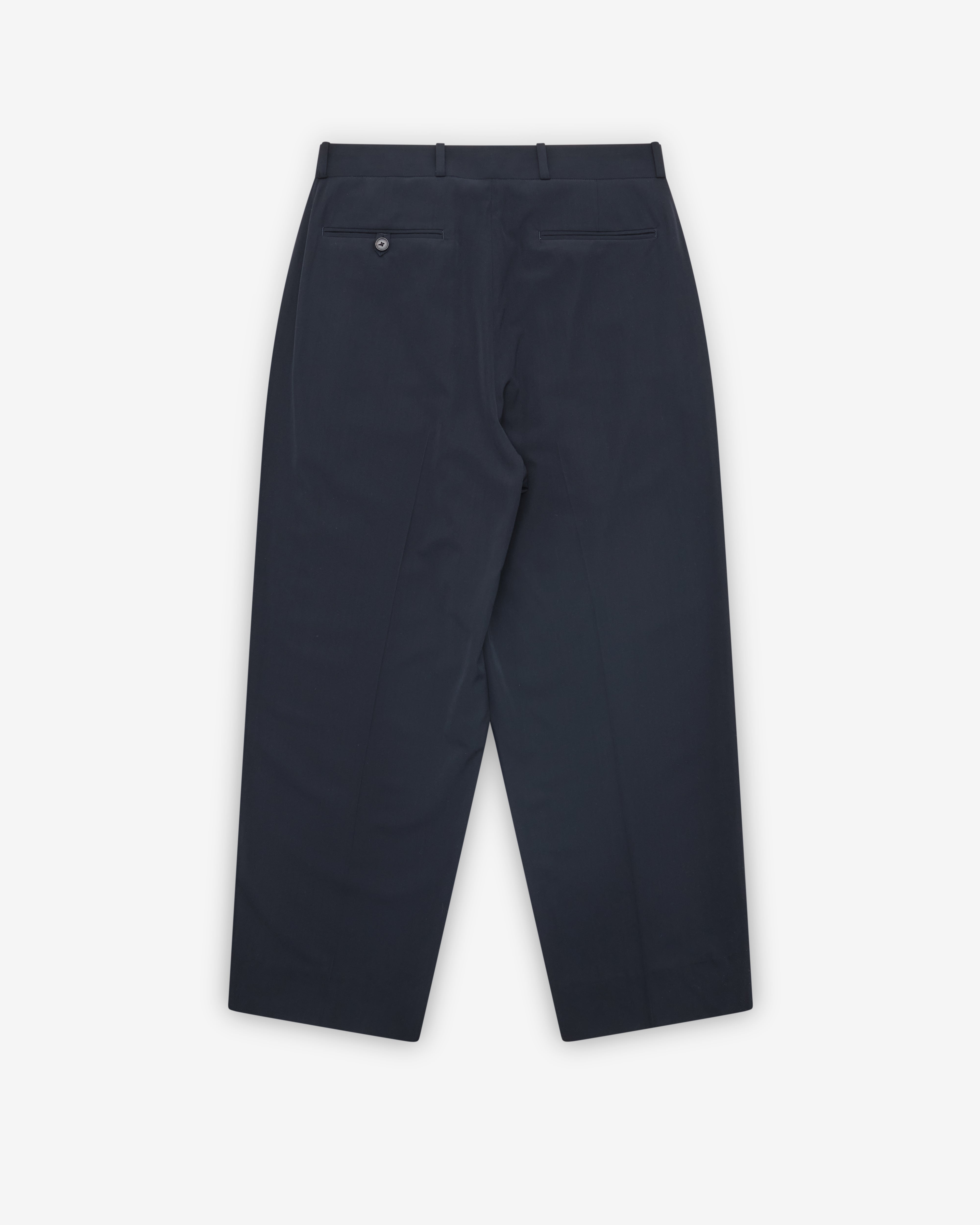 A.Presse: Men's Wool Rayon Wide Trousers (Navy) | DSMNY E-SHOP