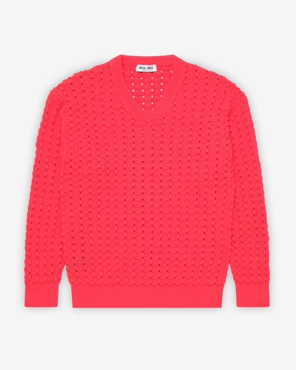 Miu Miu - Men's Technical Yarn V-Neck Sweater - (Red)