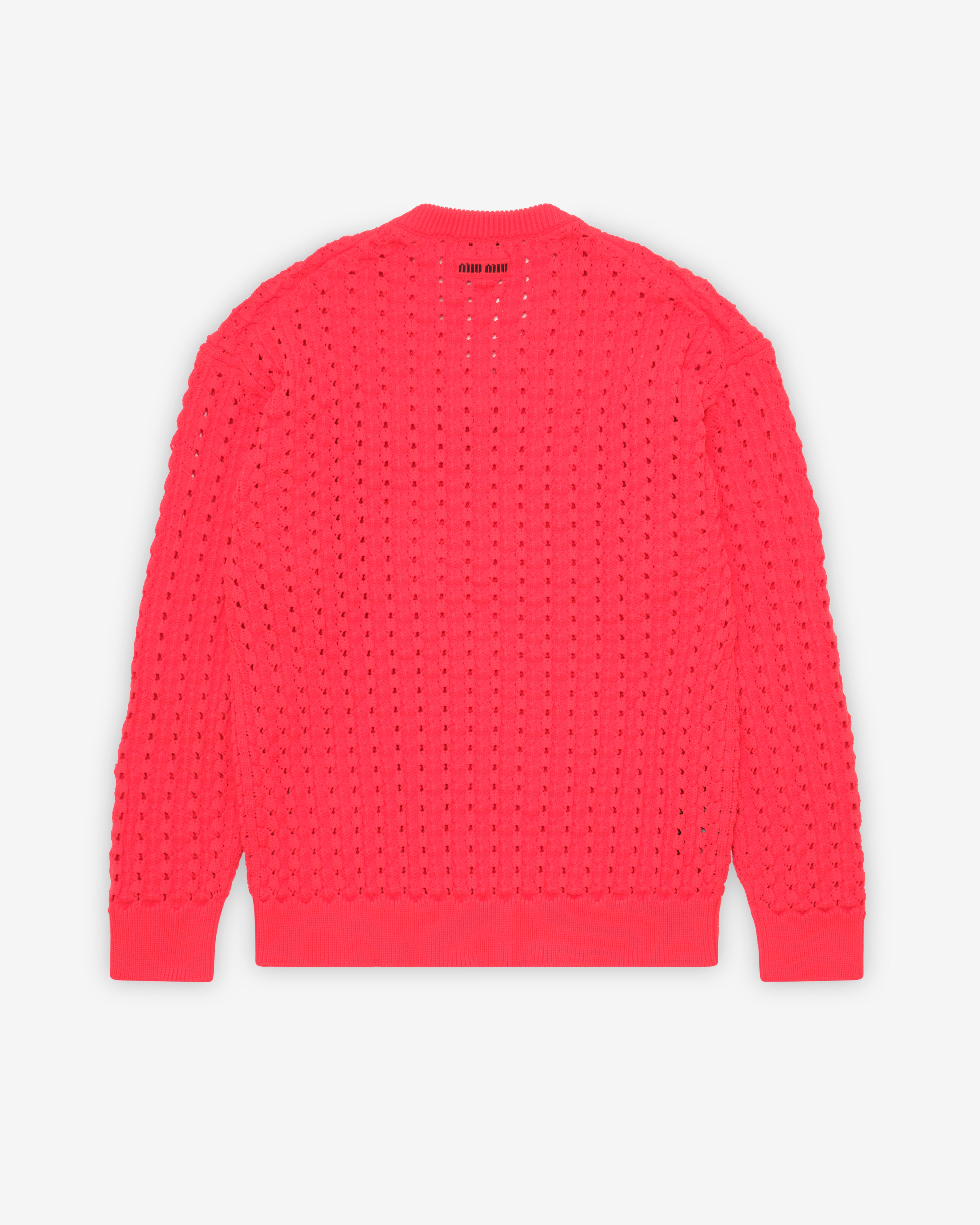 Miu Miu: Men's Technical Yarn V-Neck Sweater (Red) | DSMNY E-SHOP