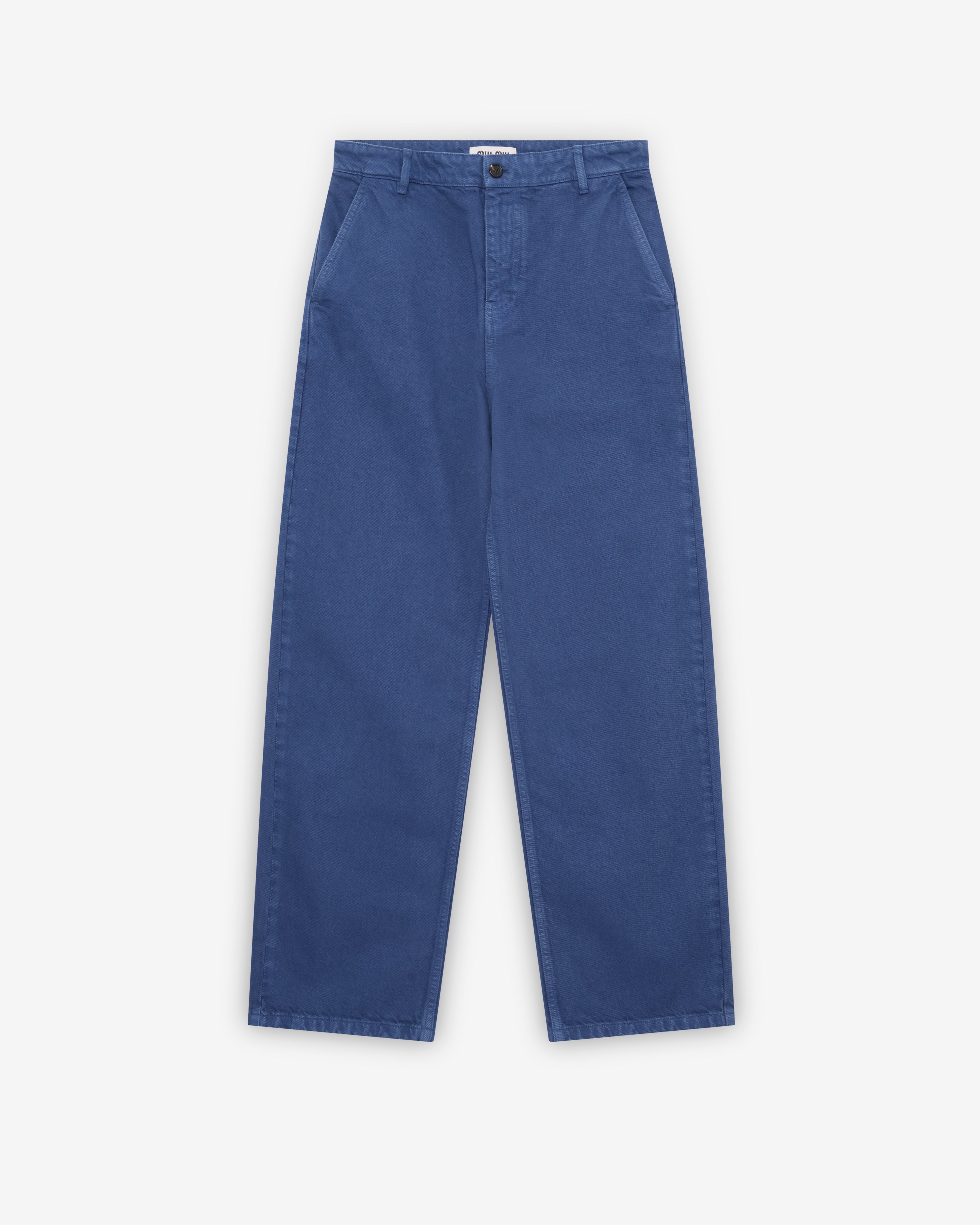 Miu Miu: Women's Garment-Dyed Gabardine Pants (Ink Blue) | DSMNY E
