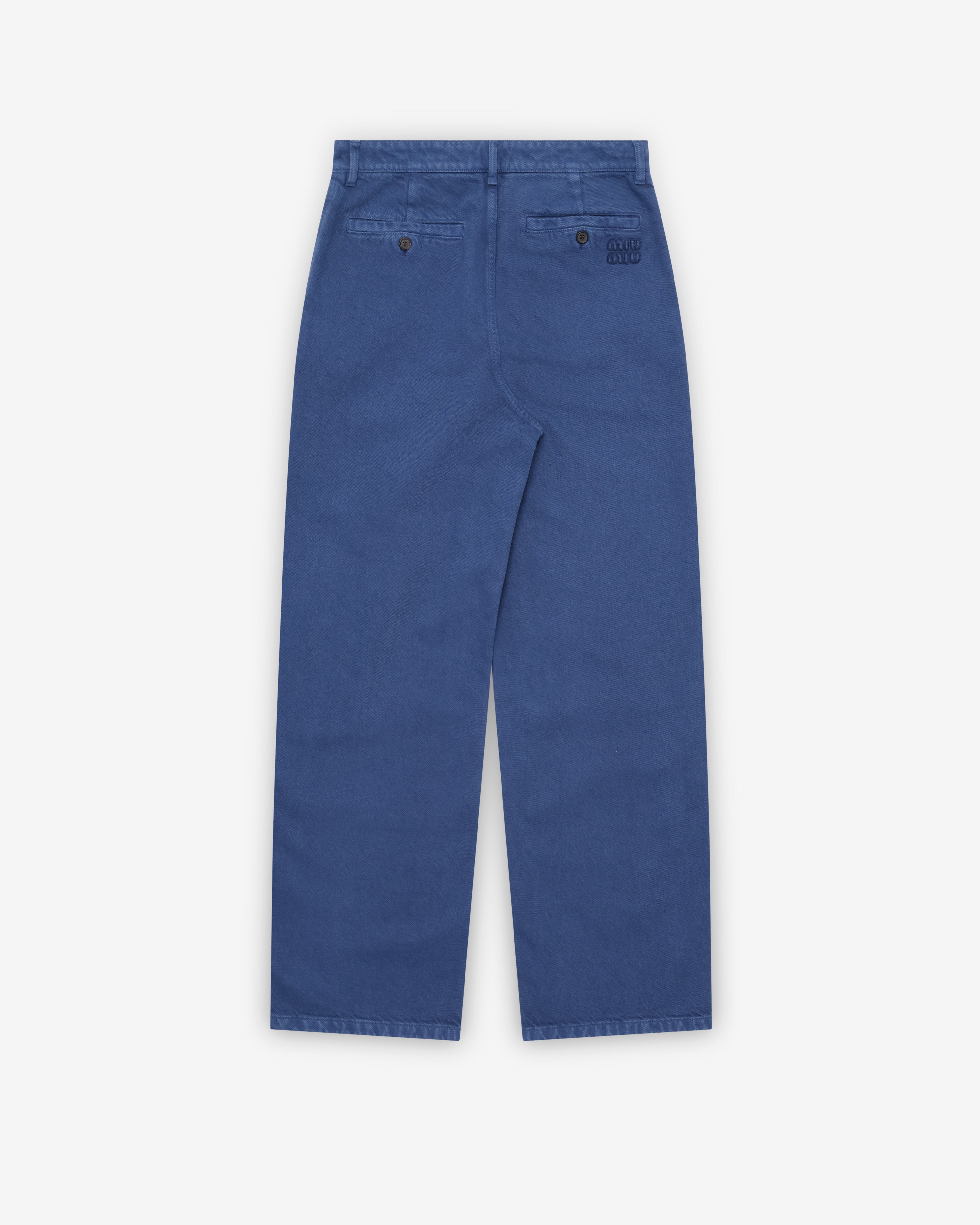 Miu Miu: Women's Garment-Dyed Gabardine Pants (Ink Blue) | DSMNY E