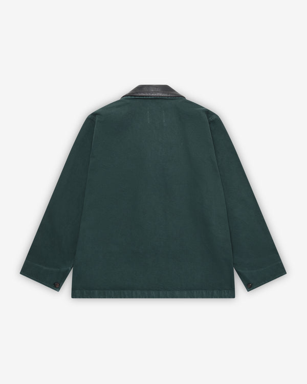 Miu Miu - Men's Single-breasted Garment-Dyed Gabardine And Leather Jacket - (Bottle Green)
