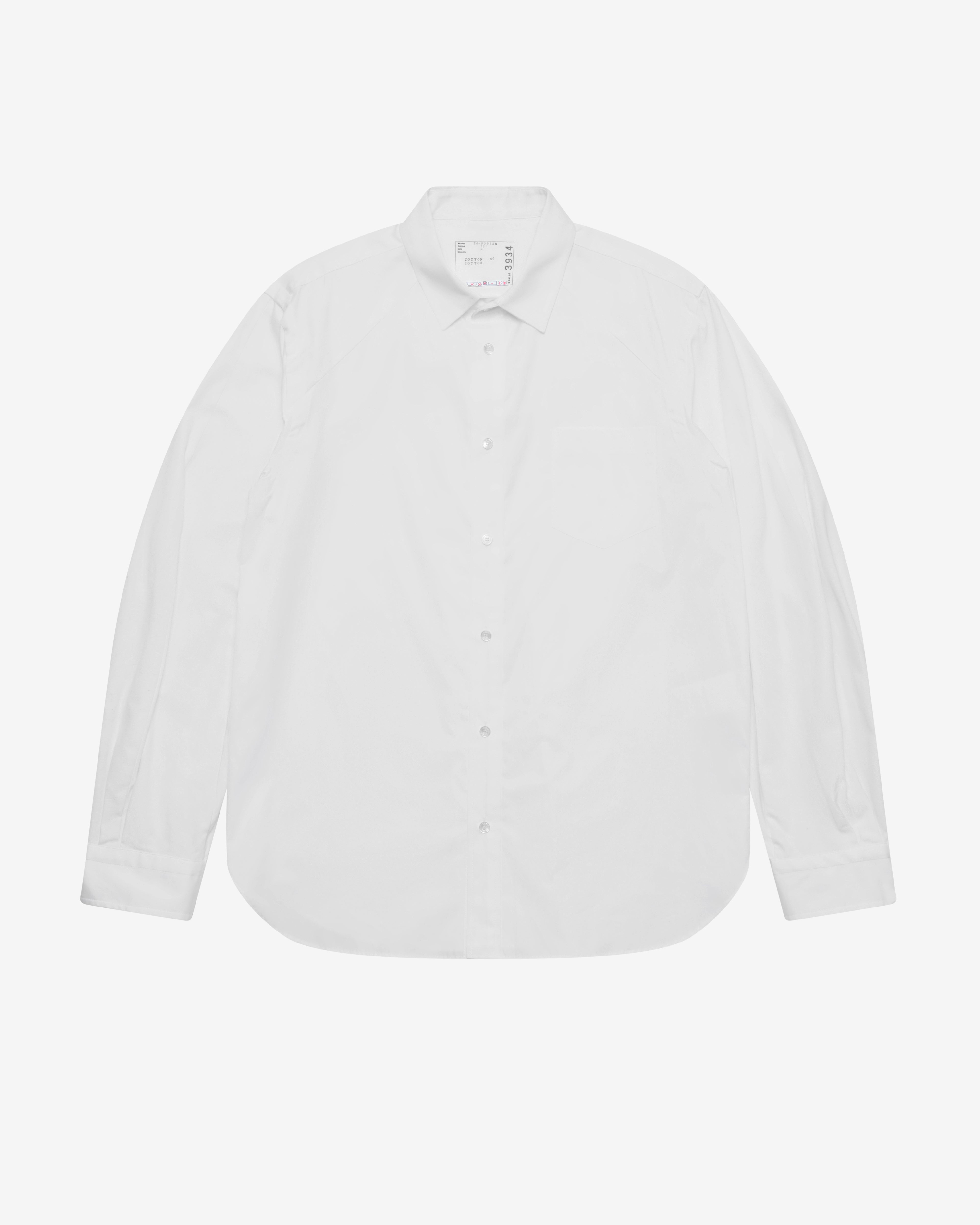 sacai: Men's Poplin Shirt (White) | DSMNY E-SHOP