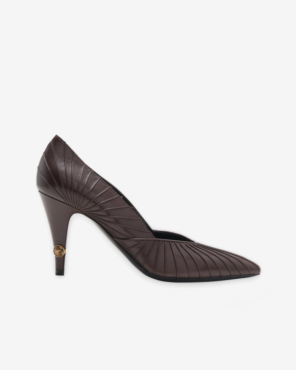Versace - Women's Gianni Leather Pumps - (Mocha/Gold)
