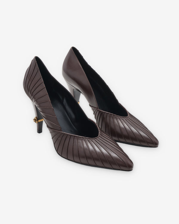 Versace - Women's Gianni Leather Pumps - (Mocha/Gold)