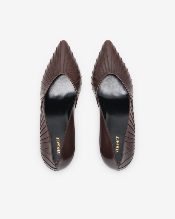 Versace - Women's Gianni Leather Pumps - (Mocha/Gold)