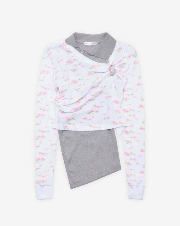 August Barron - Women's Pulled Polo - (White/Floral)