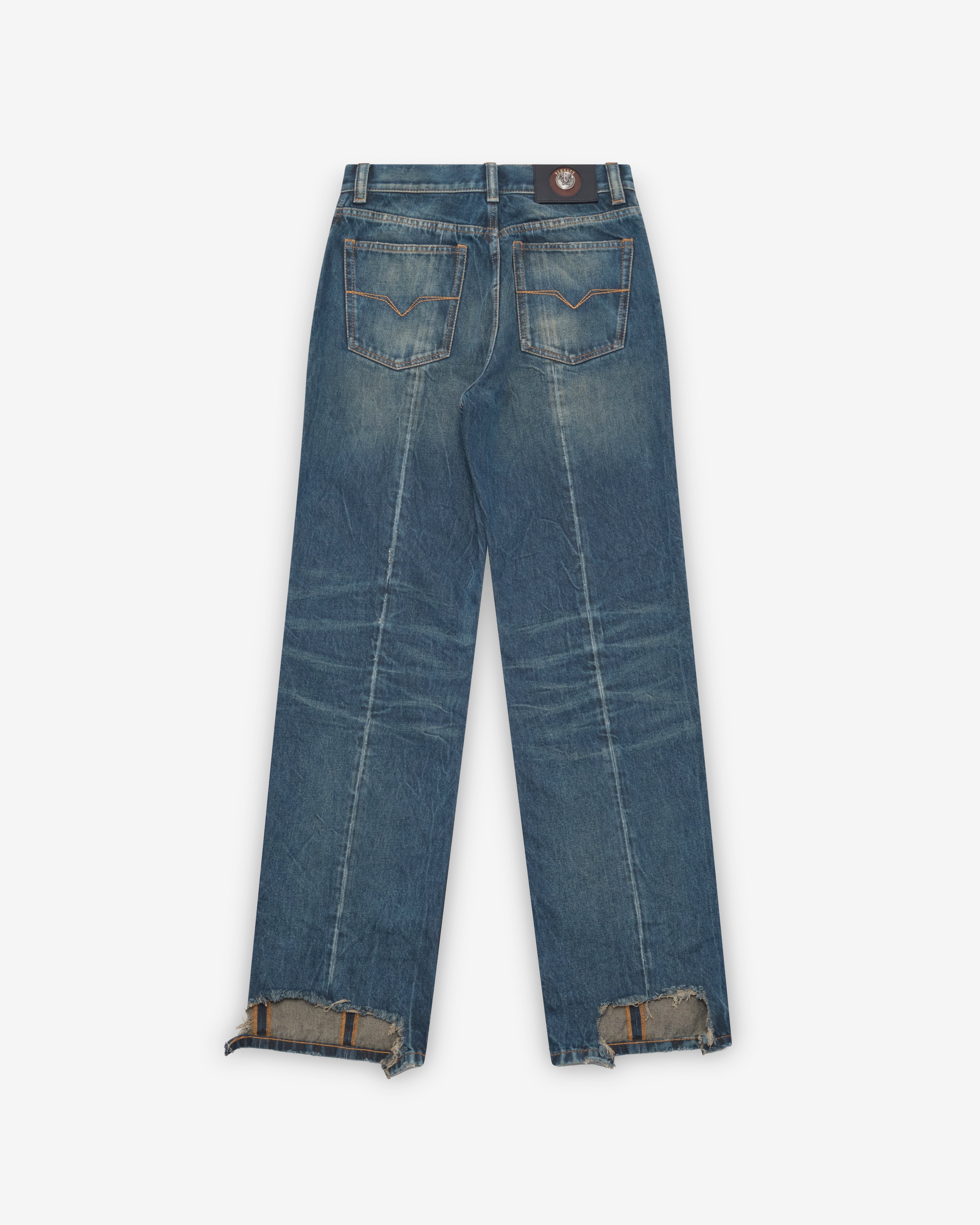 Versace: Men's Distressed Straight Jeans (Dirty Blue) | DSMNY E-SHOP