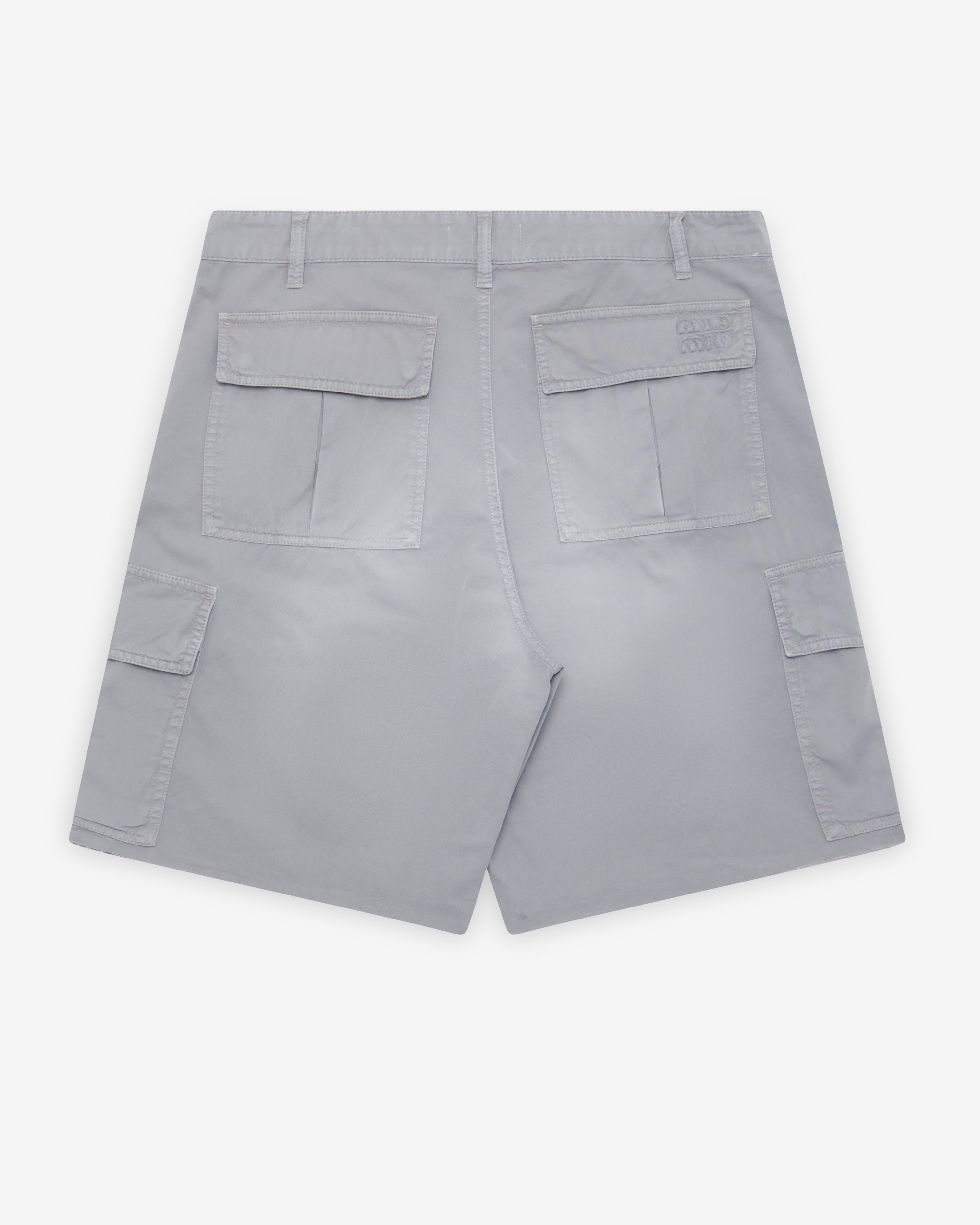 Miu Miu: Women's Old Twill Bermudas (Steel Gray) | DSMNY E-SHOP