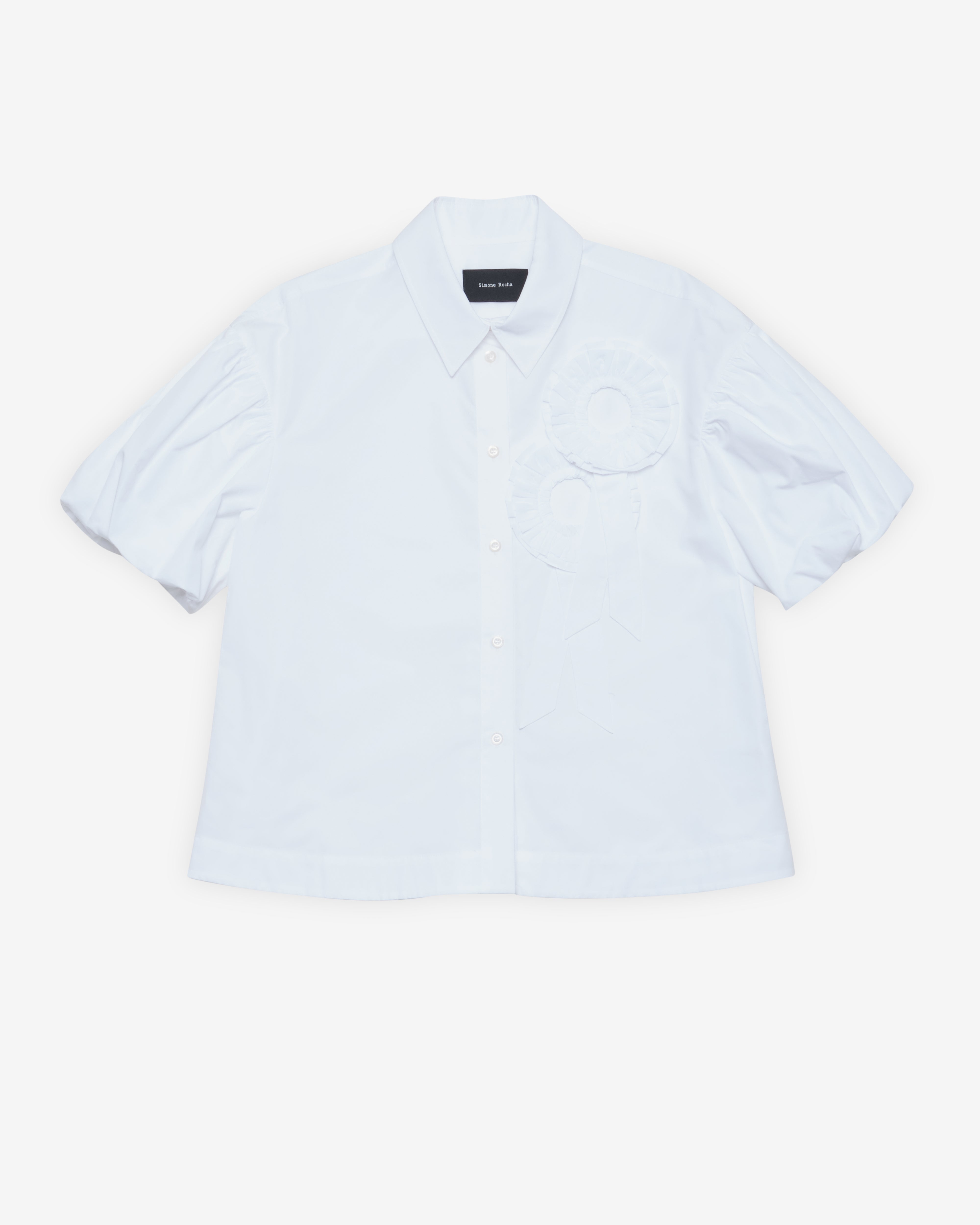 Simone Rocha: Women's Cropped Ribbon Rosette Puff Sleeve Shirt