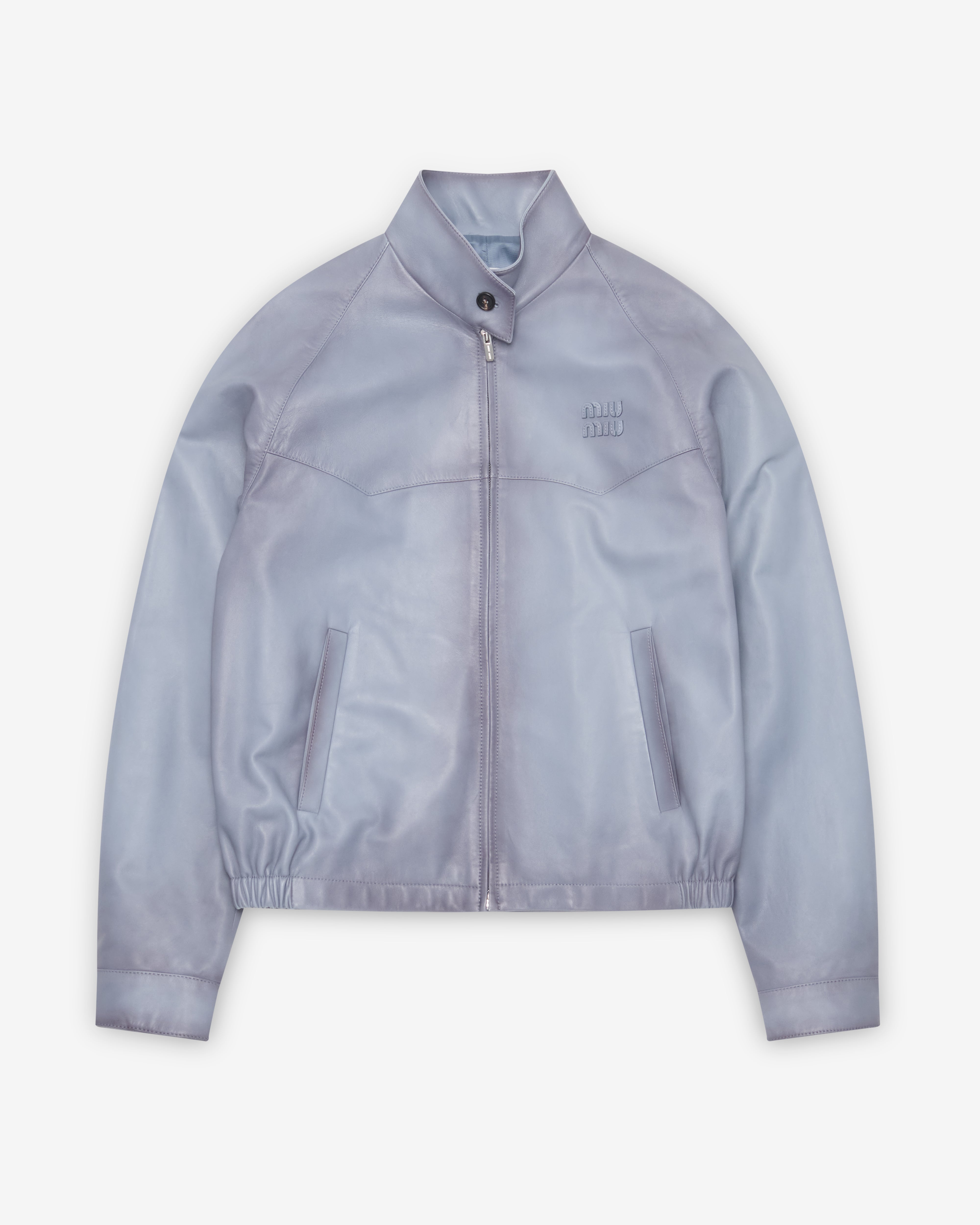 Miu Miu: Women's Nappa Leather Jacket (Mare) | DSMNY E-SHOP
