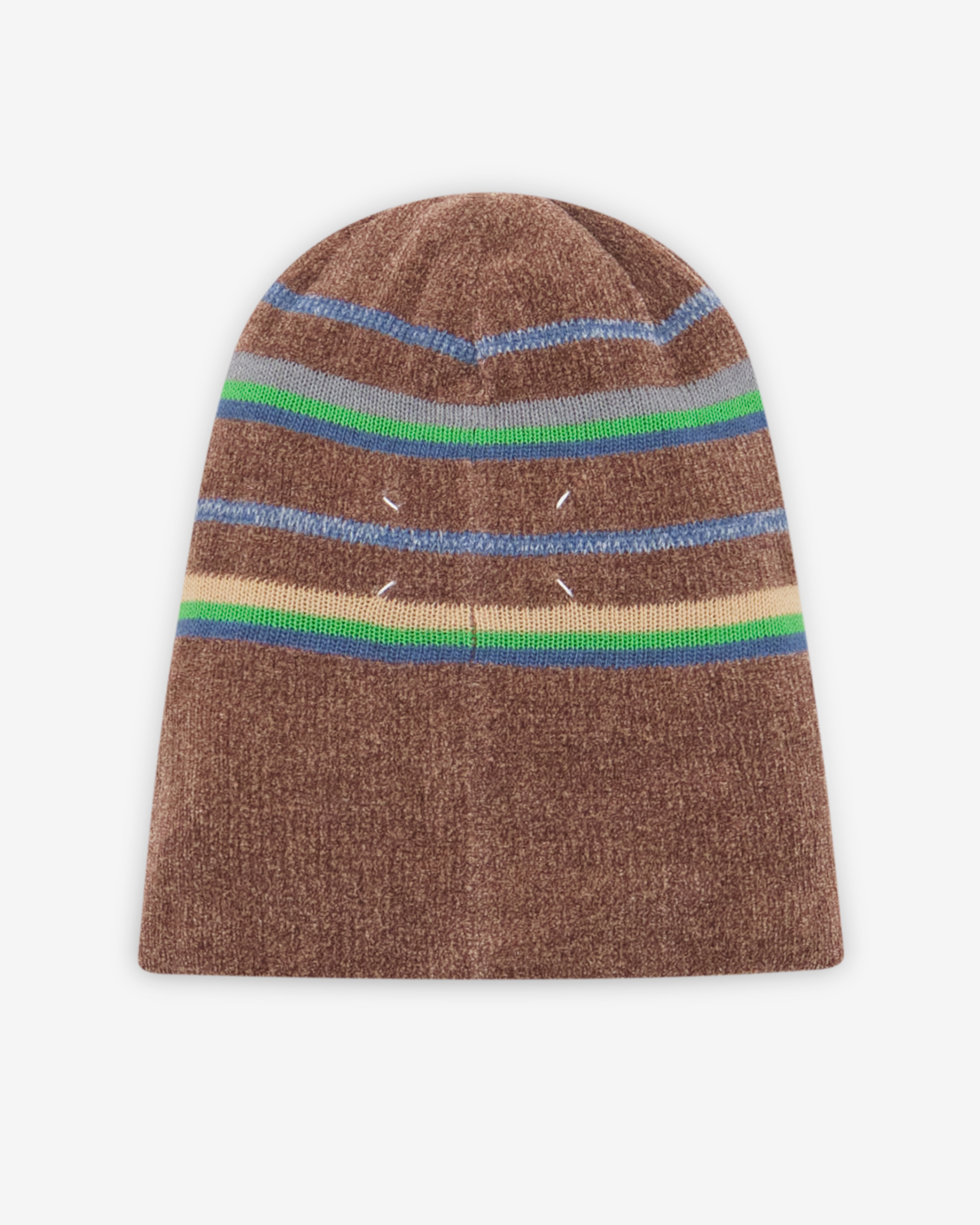 Maison Margiela: Men's Striped Knit Beanie (Blue/Grey) | DSMNY E-SHOP