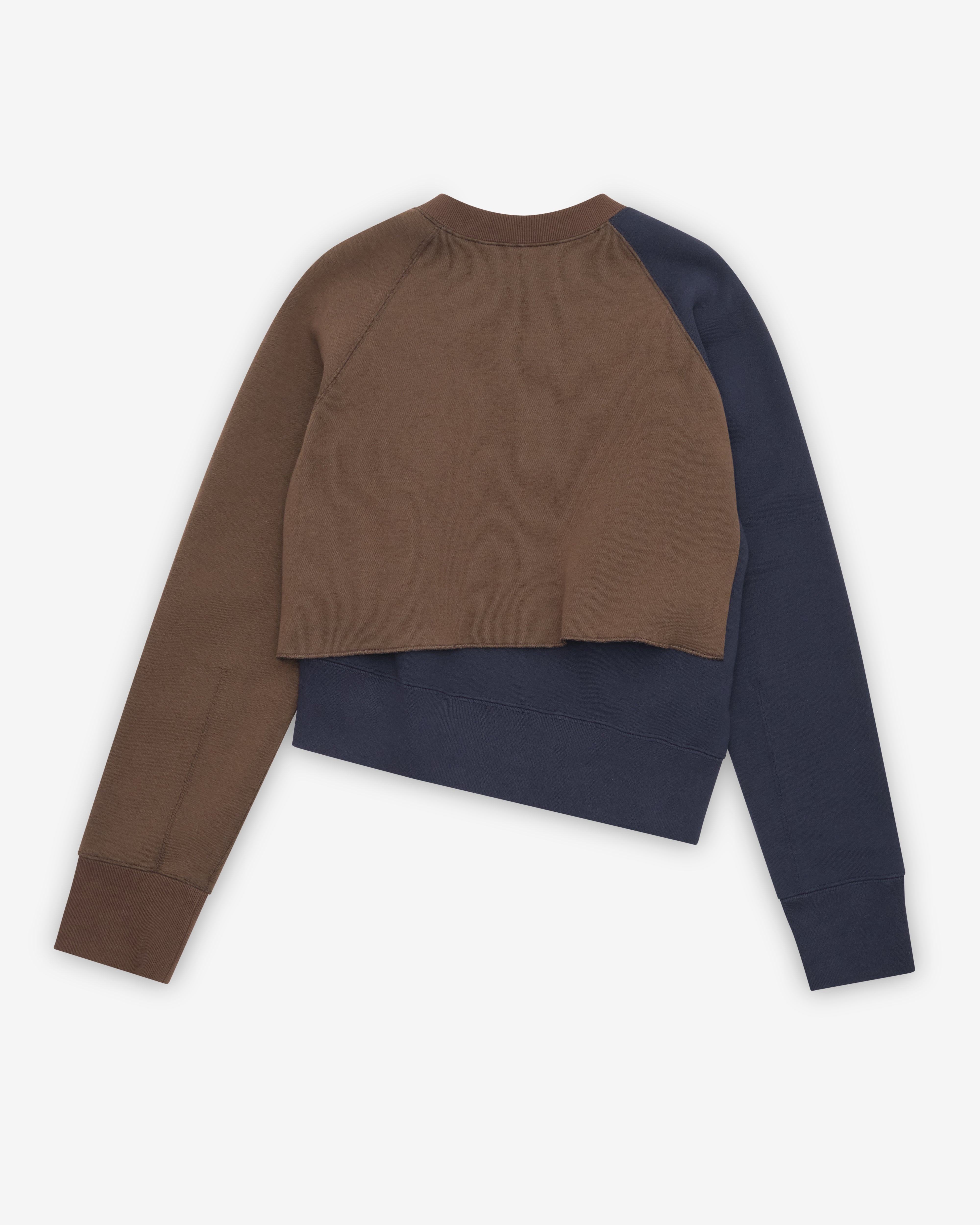 Sacai: Women's Sponge Sweatshirt (Brown/Navy) | DSMNY E-SHOP