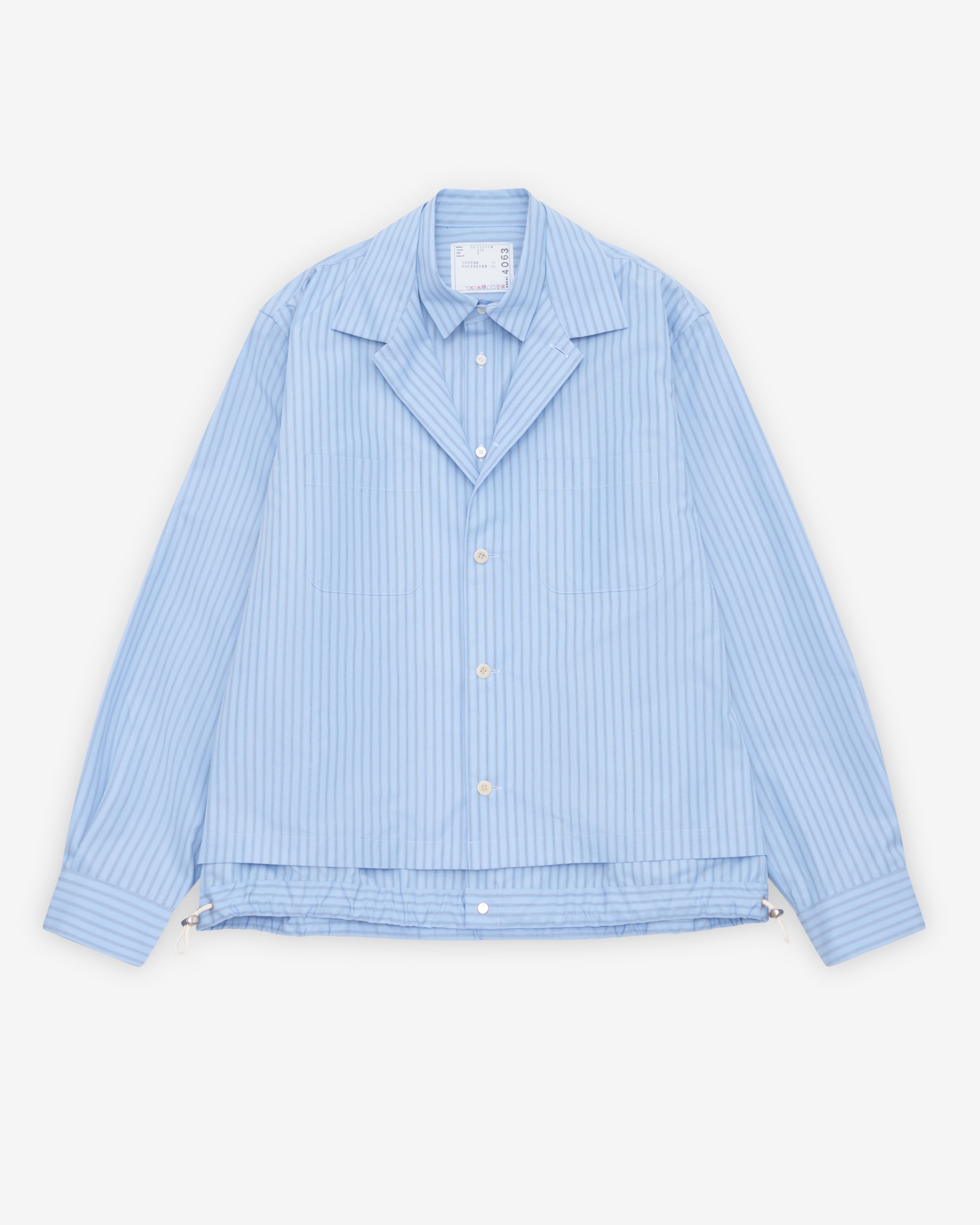 Sacai: Men's Poplin Shirt (Light Blue Stripe) | DSMNY E-SHOP