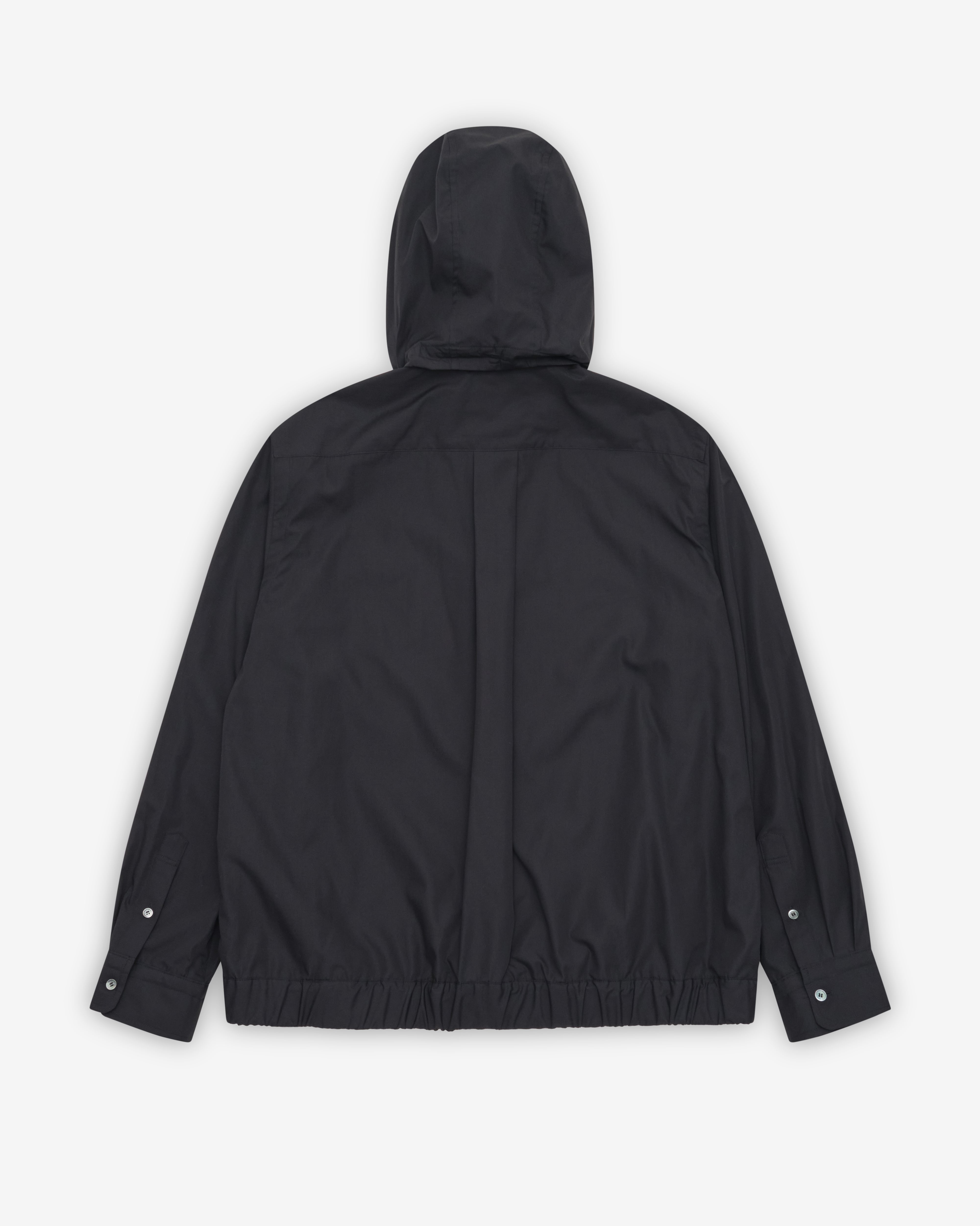 Sacai: Men's Poplin Hoodie (Black) | DSMNY E-SHOP