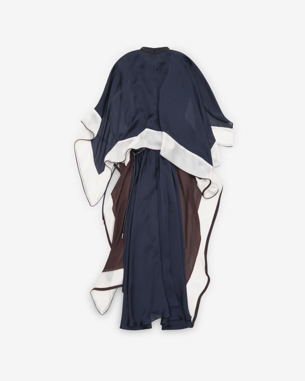 Sacai - Women's Satin X Chiffon Dress - (Brown/Ecru)