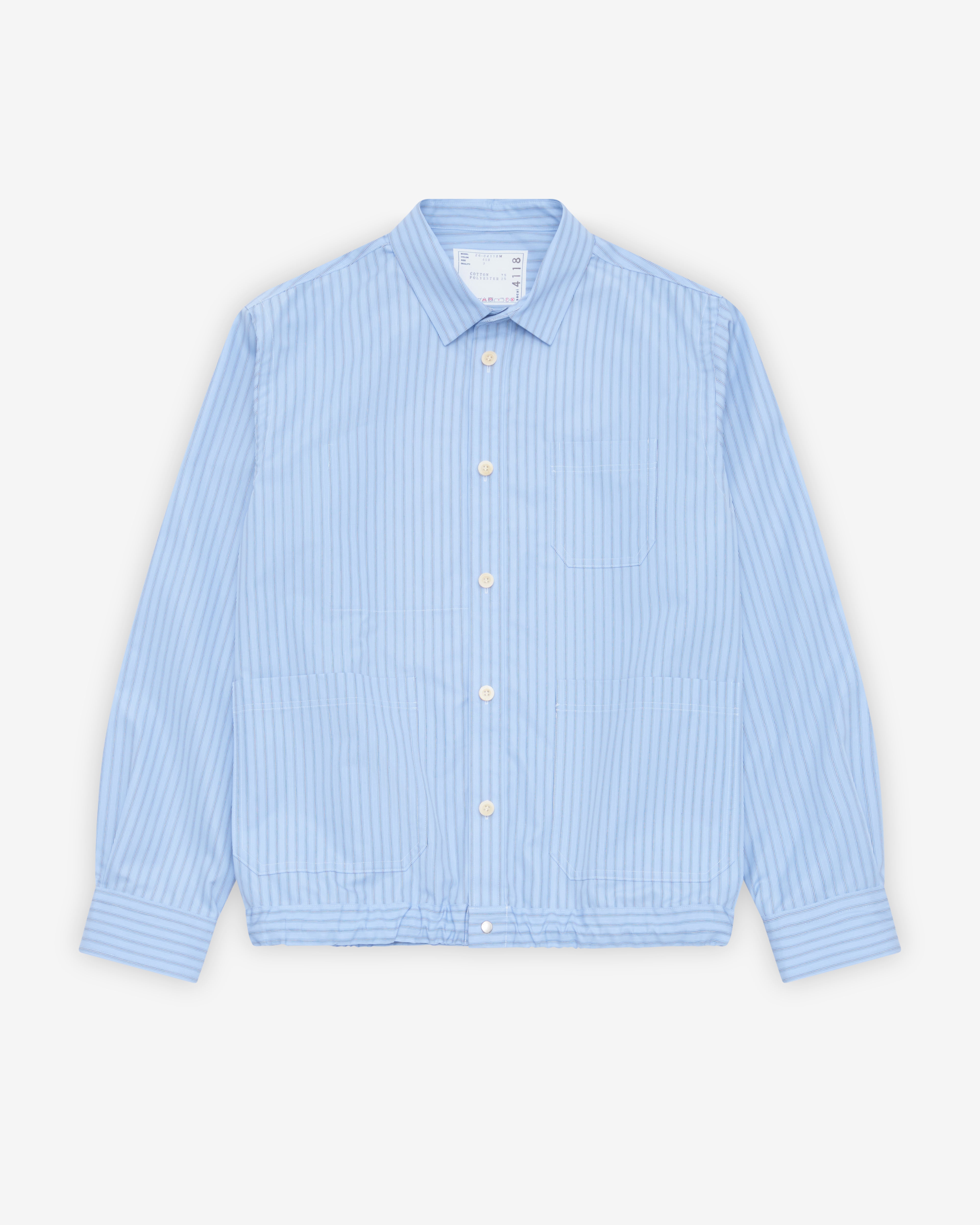 Sacai: Men's Poplin Shirt (Light Blue Stripe) | DSMNY E-SHOP