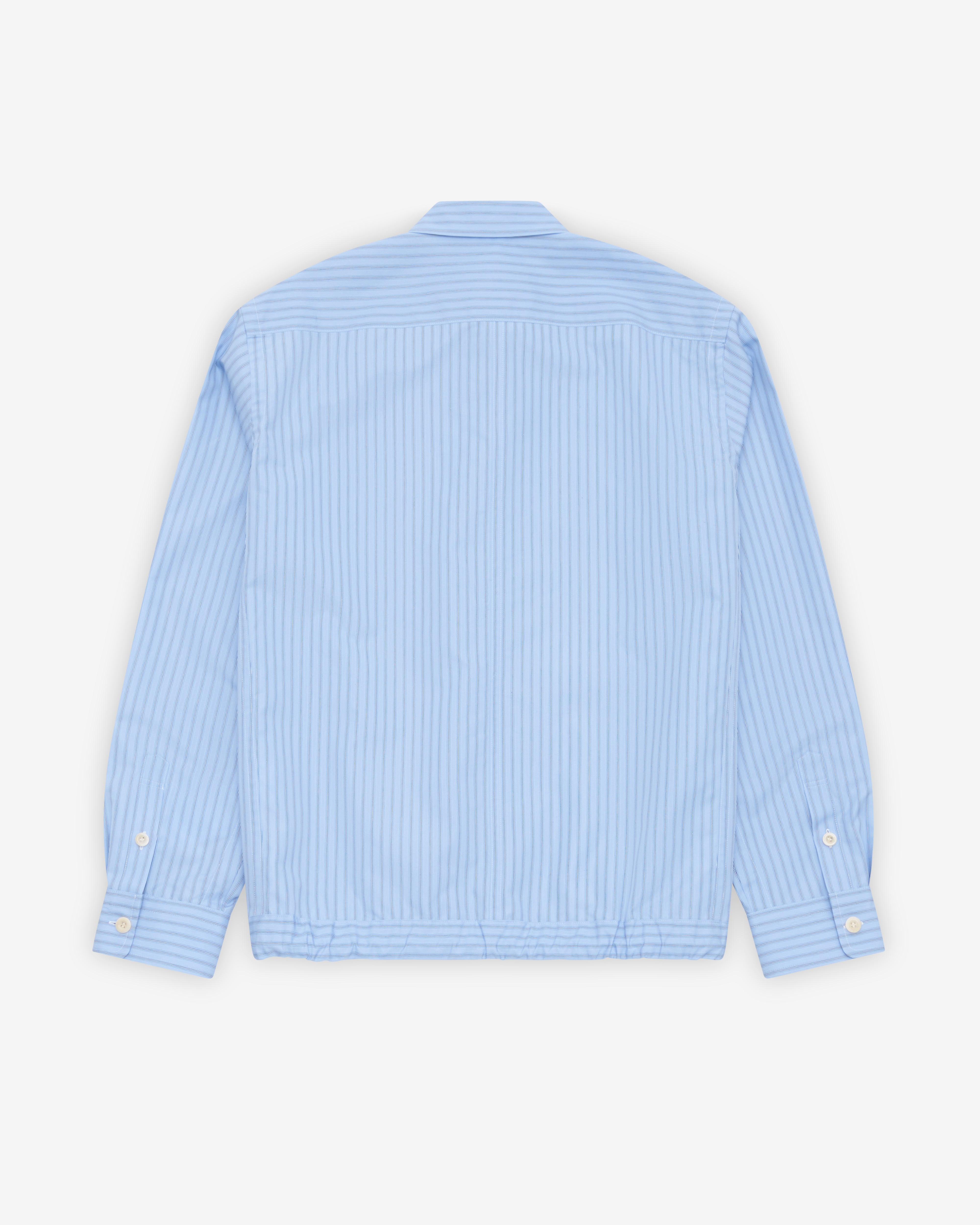 Sacai: Men's Poplin Shirt (Light Blue Stripe) | DSMNY E-SHOP