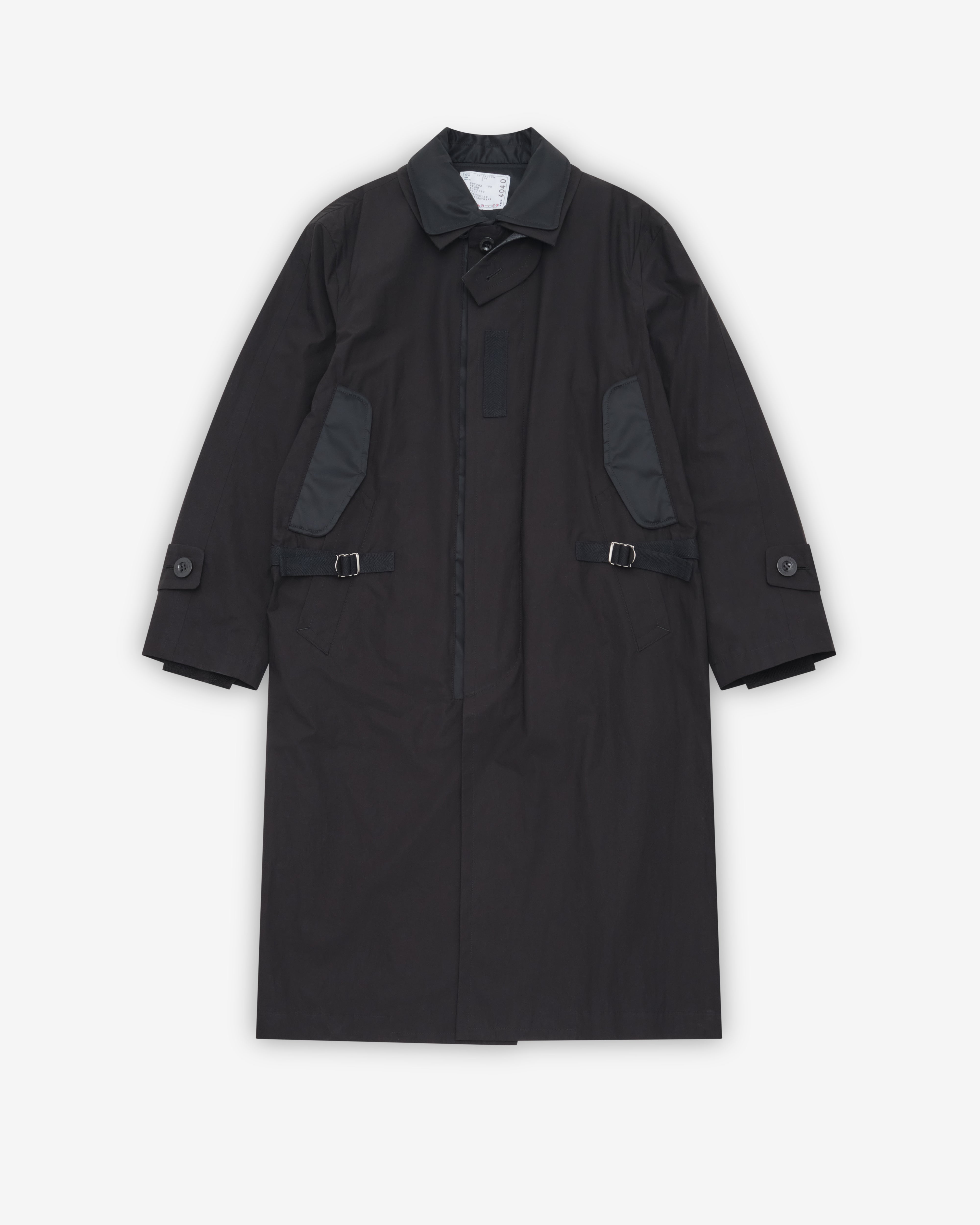 Sacai: Men's Cotton Typewriter Coat (Black) | DSMNY E-SHOP