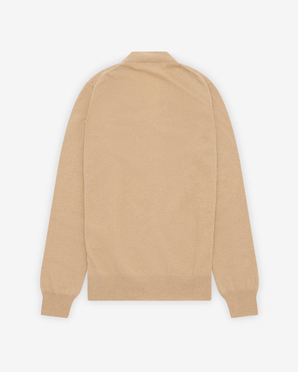 Play - Small Pink Heart V-Neck Cardigan - (Camel)